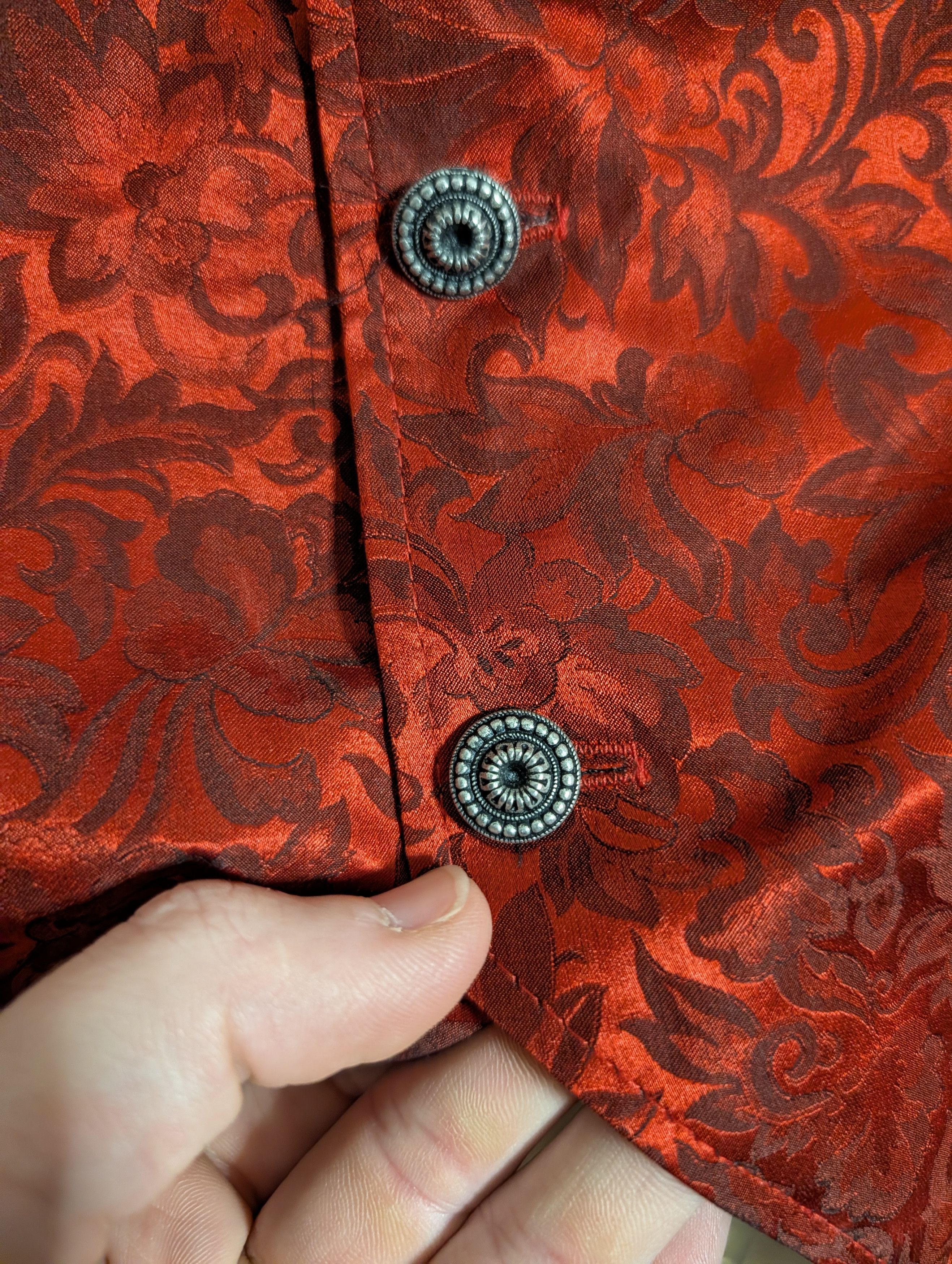 Other Wahmaker 100% SILK Red Floral Western MiUSA Vest Size 44R - 5 Thumbnail