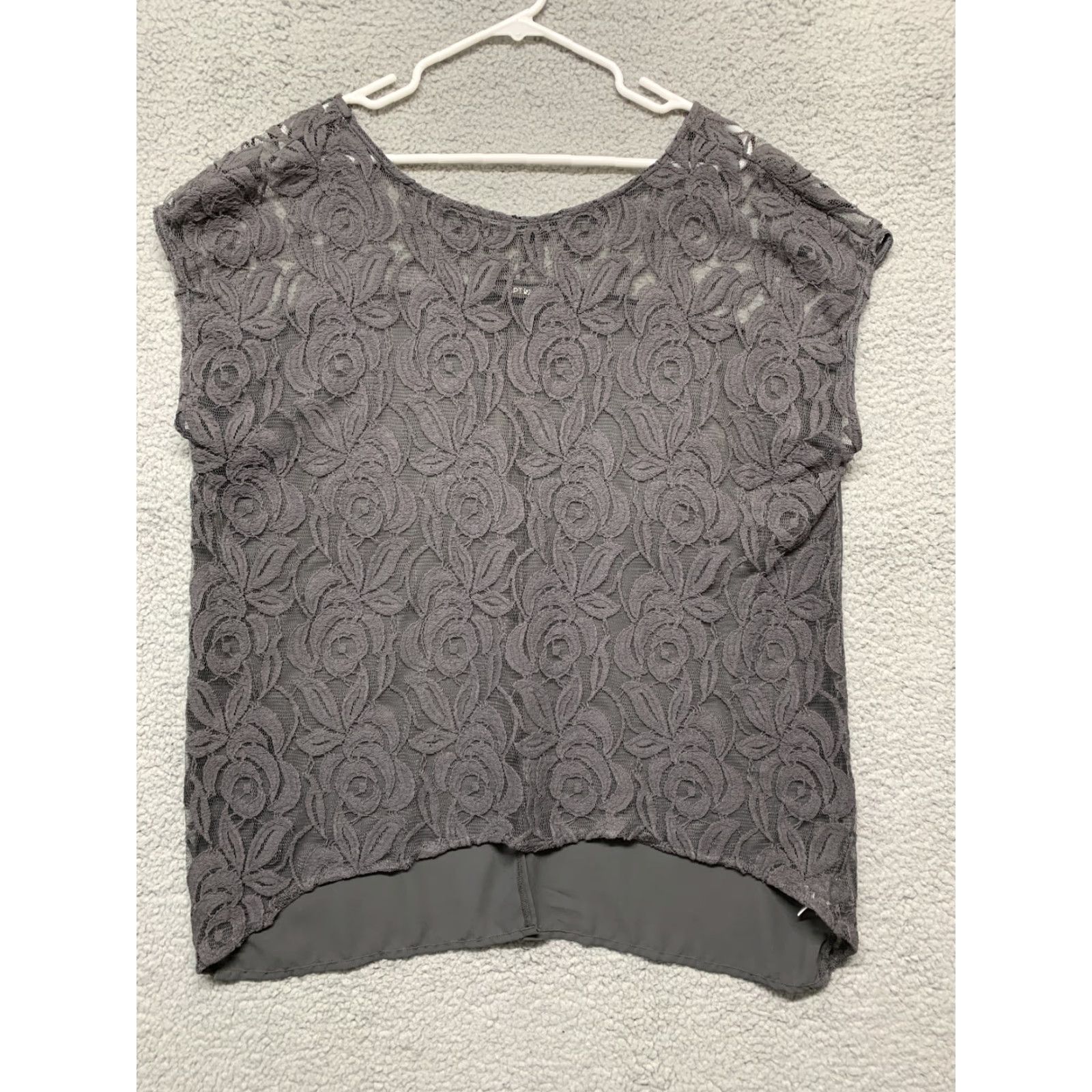 Apt. 9 APT 9 Womens Tunic 2 Piece Gray Tank Top XL Extra Large Shirt Dress Sleeveless Round Neck Lace Crochet Pattern Floral Business Classic Regular Womens Size XL / US 12-14 / IT 48-50 - 7 Thumbnail