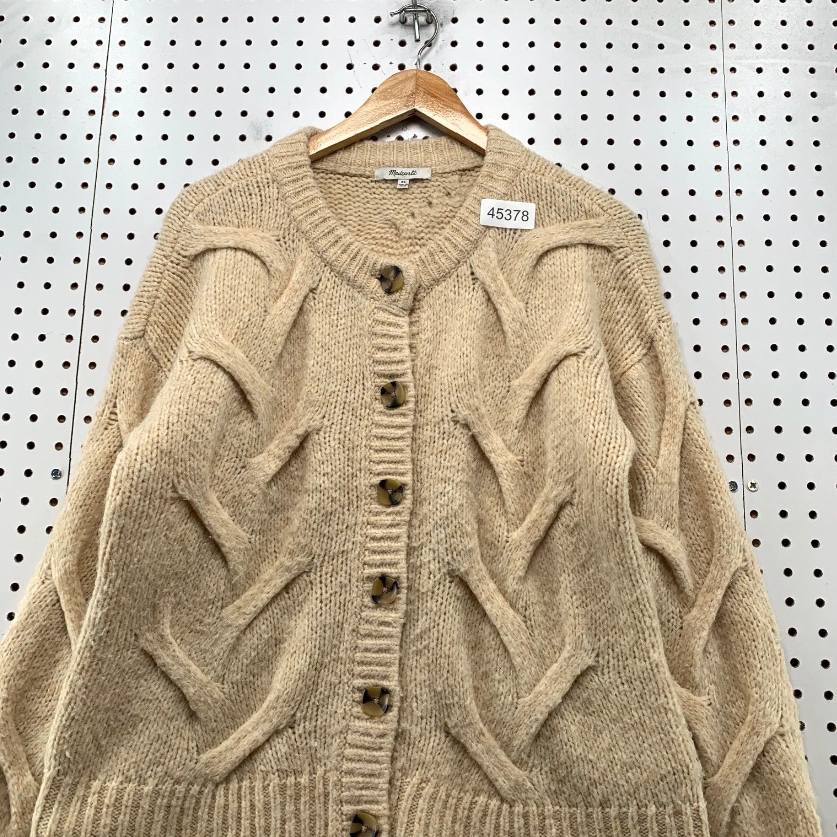 Madewell VINTAGE Madewell Wool Cardigan Sweater Womens XS Beige Cable Chunky Oversized Size XS / US 0-2 / IT 36-38 - 2 Thumbnail