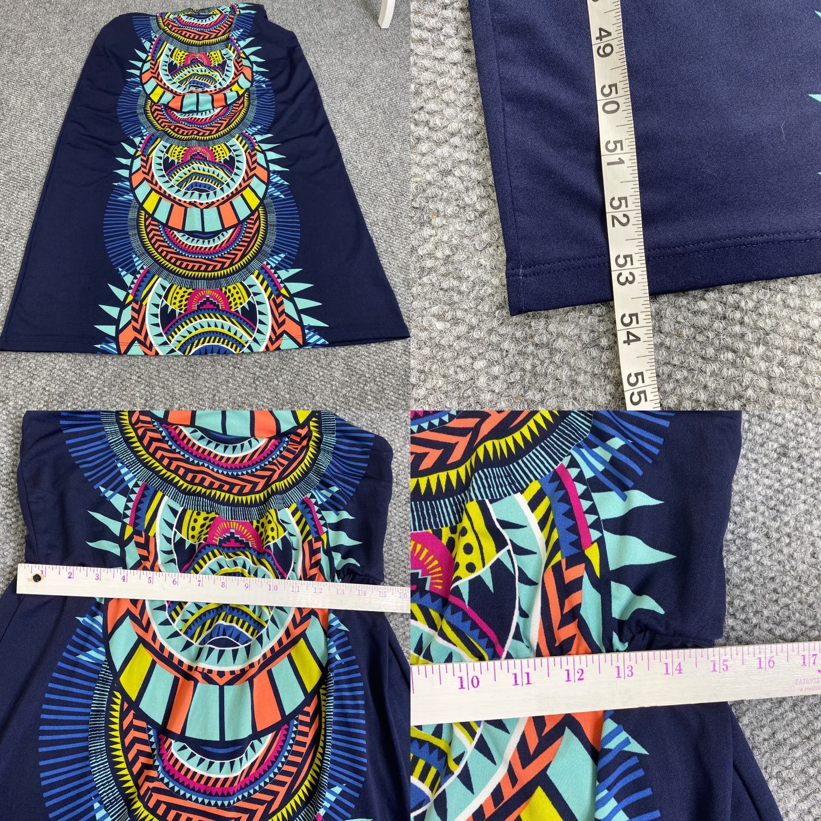 Vintage Bailey Blue Maxi Dress Womens Large Blue Geometric Tribal African Stretch Party/Cocktail Casual Travel Size L / US 10 / IT 46 - 10 Thumbnail