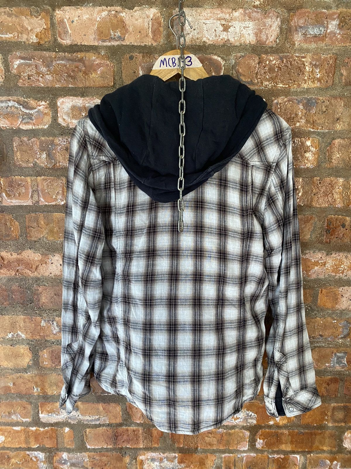 5351 POUR LES HOMMES 2000s Nicole Hybrid shadow Flannel removable hoodie Size US M / EU 48-50 / 2 - 11 Thumbnail