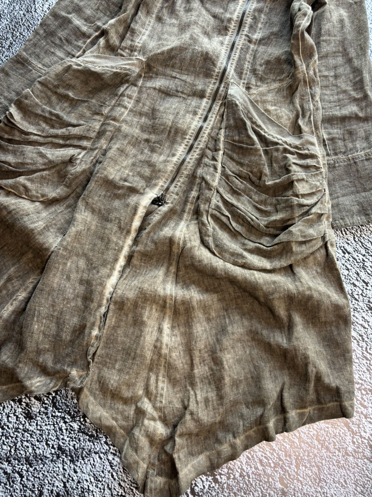 Other 90s natural linen fabric archive distressed asymmetric coat Size M / US 6-8 / IT 42-44 - 4 Thumbnail