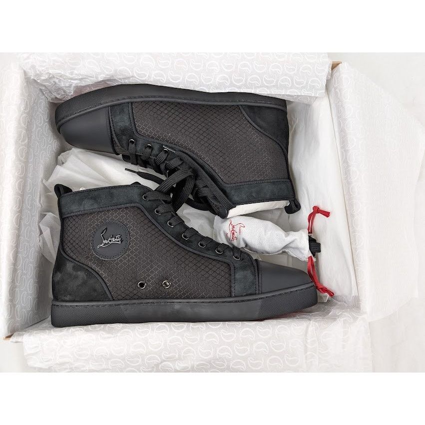 Christian Louboutin o1rshd1 Louis Orlato Flat Hi-Top Sneakers in Black Size US 12 / EU 45 - 16 Thumbnail