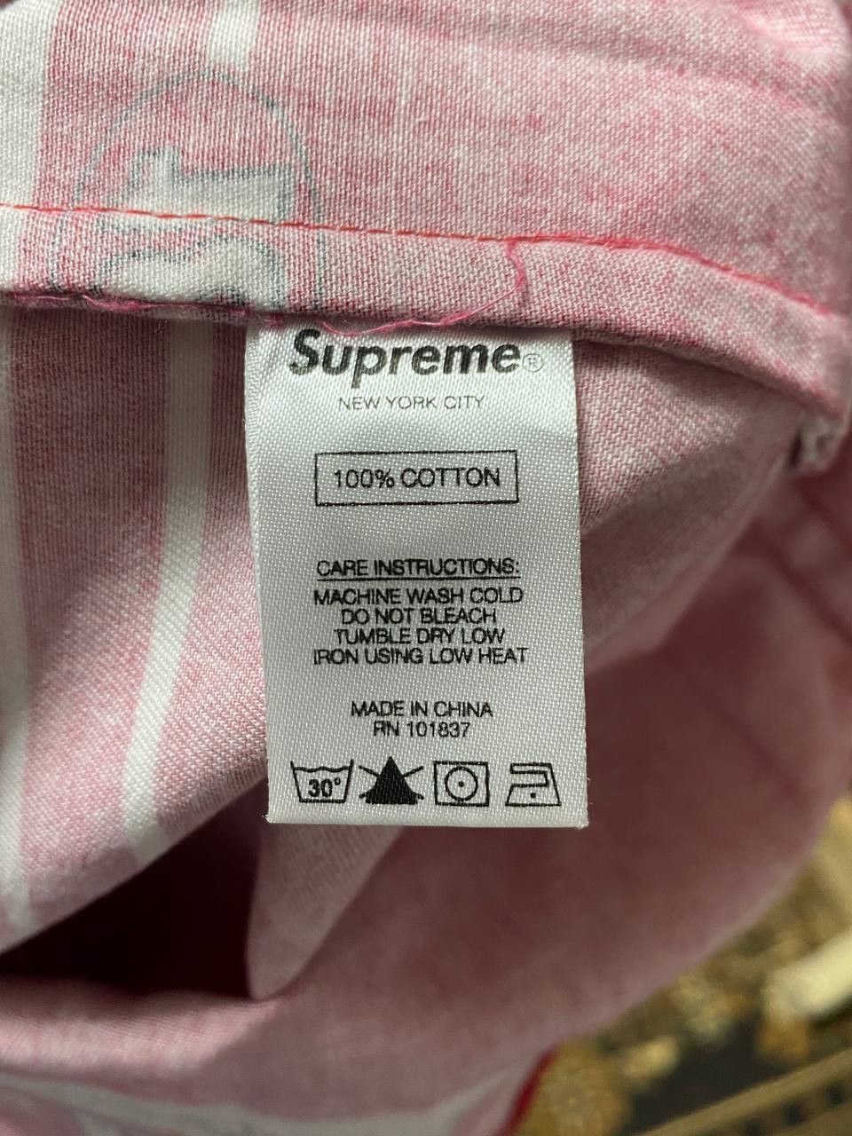👕 Supreme “World Famous” Button-Up – Racing Stripe Print