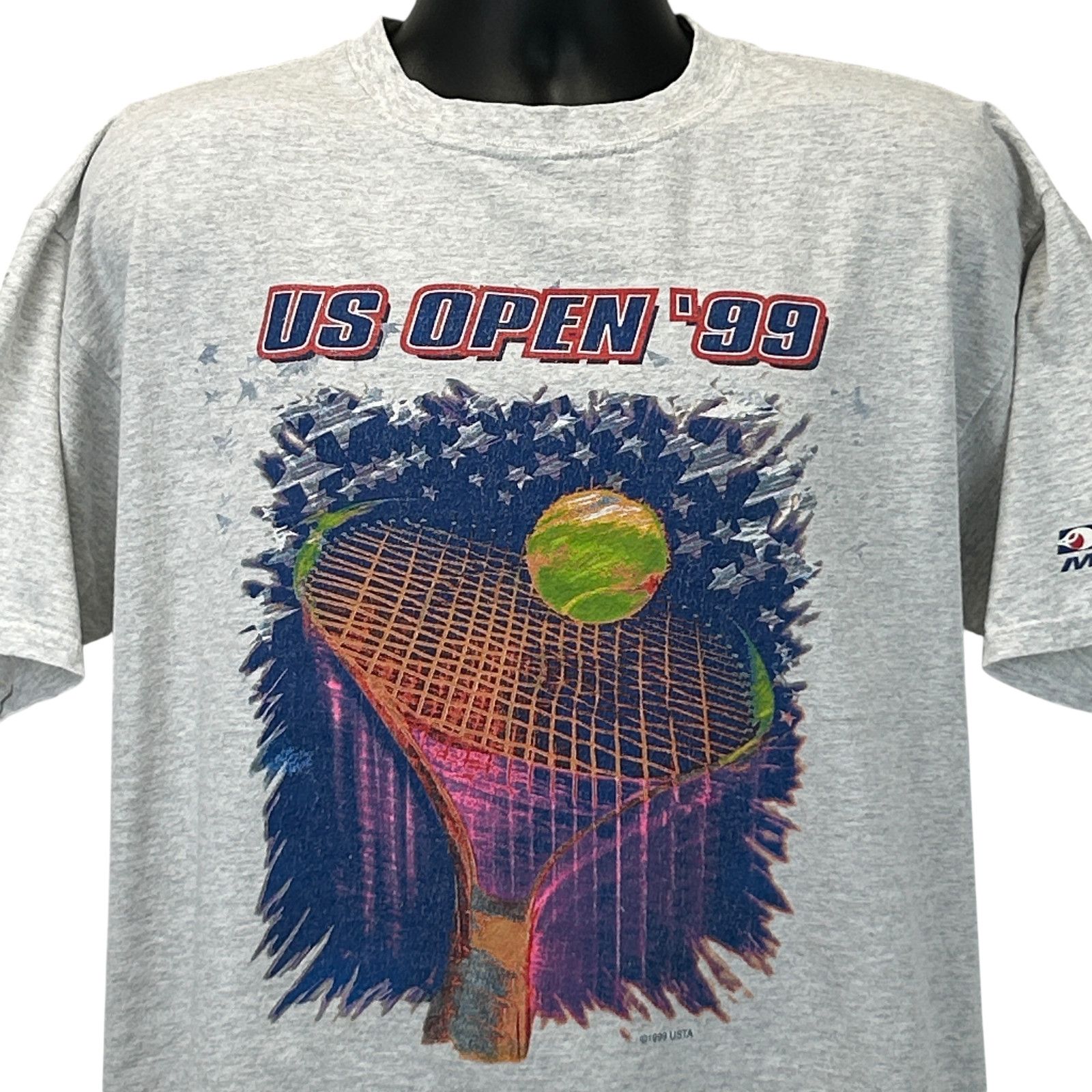 ウェア 1996 US OPEN tennis T shirt size L US Open Shirt 1996 Vintage Tennis Ball USTA Country Flags