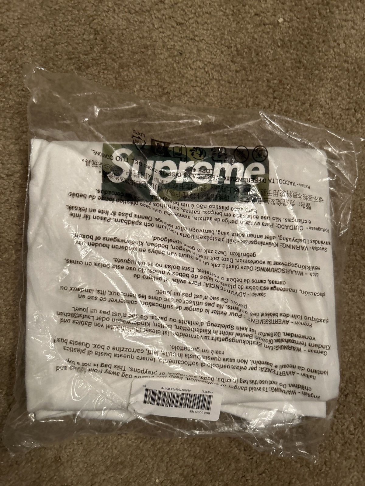 image of Supreme Box Logo Tee White (Fw23), Men's (Size XL)