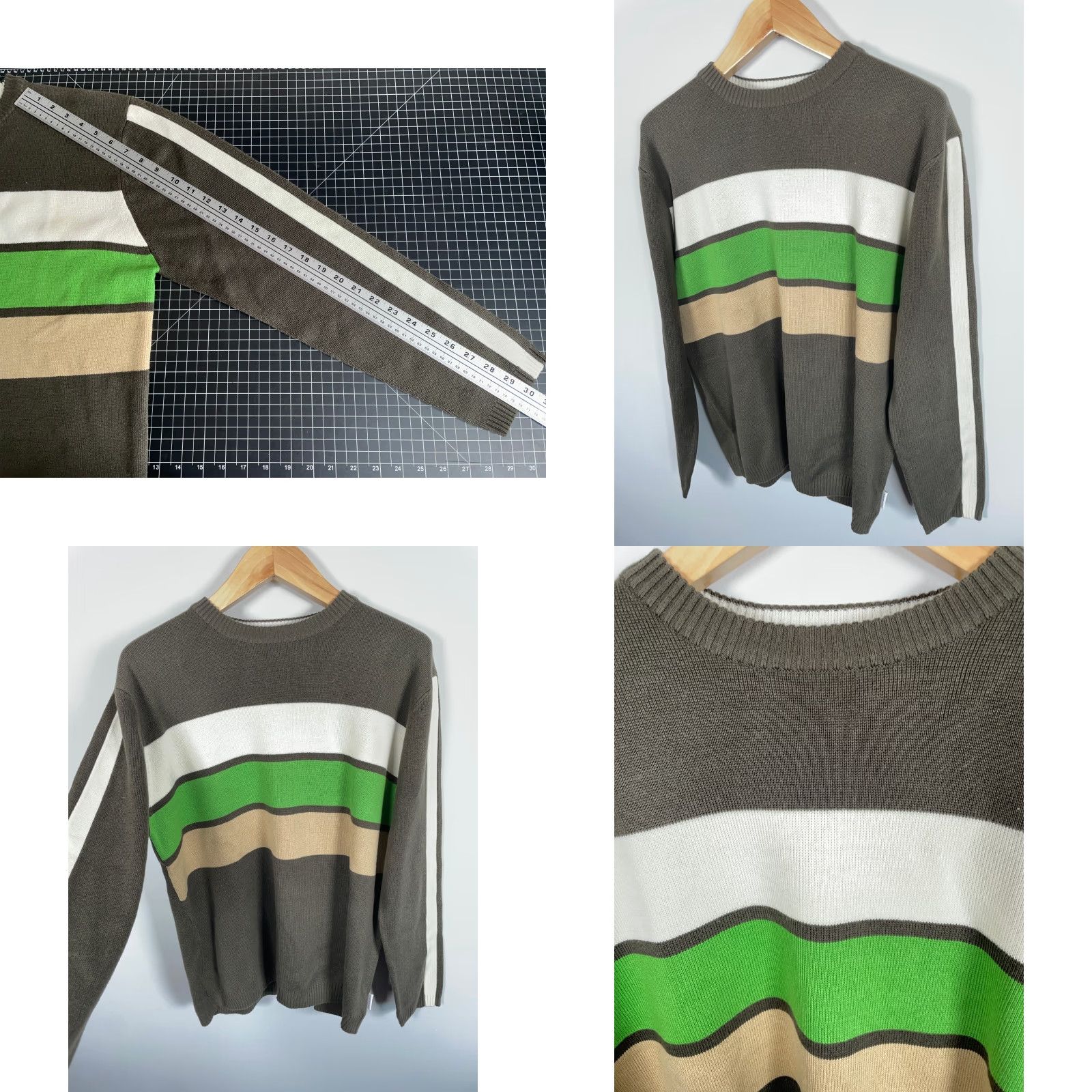 Vintage VINTAGE Y2K Striped Pattern Sweater Men’s Large Brown Green Acrylic Knit Japan Made Size US L / EU 52-54 / 3 - 8 Thumbnail