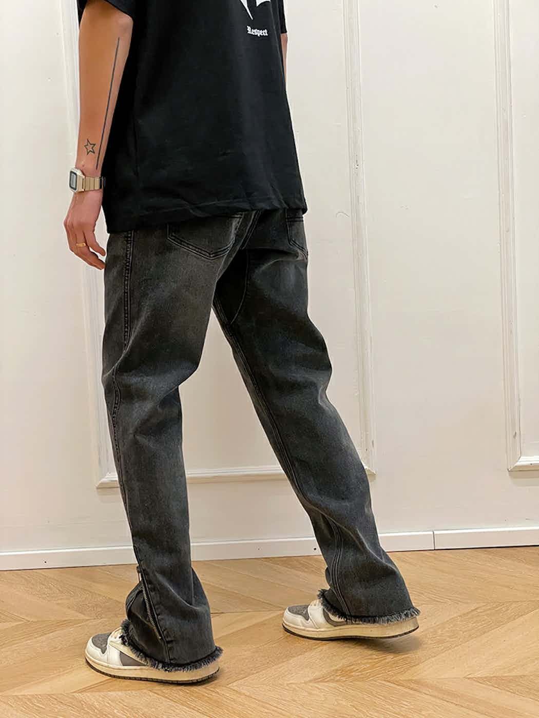 Jean × Vintage washed faded zipper skate hiphop flared jeans Size US 34 / EU 50 - 3 Thumbnail