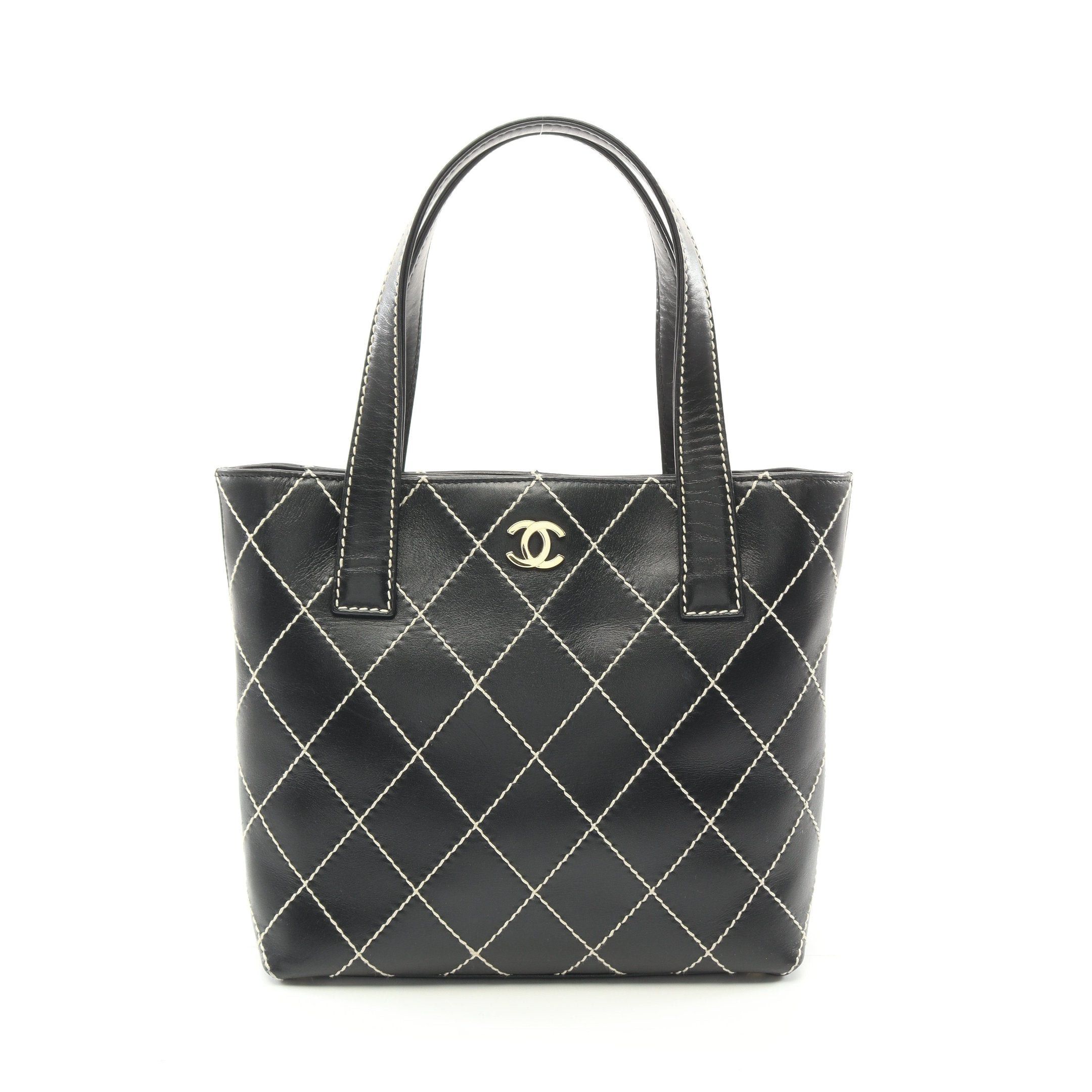Chanel Chanel Wild Stitch Handbag Tote Bag Leather Black Gold Hardware Size ONE SIZE - 1 Thumbnail