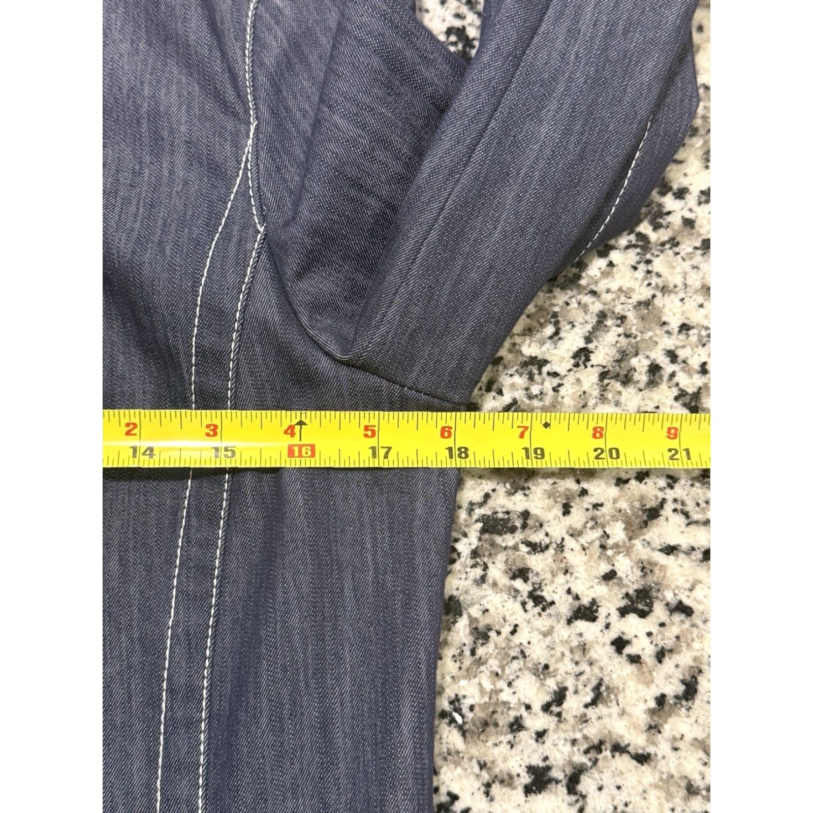 Vintage Lafayette 148 New York Malia Topstitched Denim Jacket Blue 6 Women Regular Zip Pocket Mid-Length Jacket Size M / US 6-8 / IT 42-44 - 2 Thumbnail