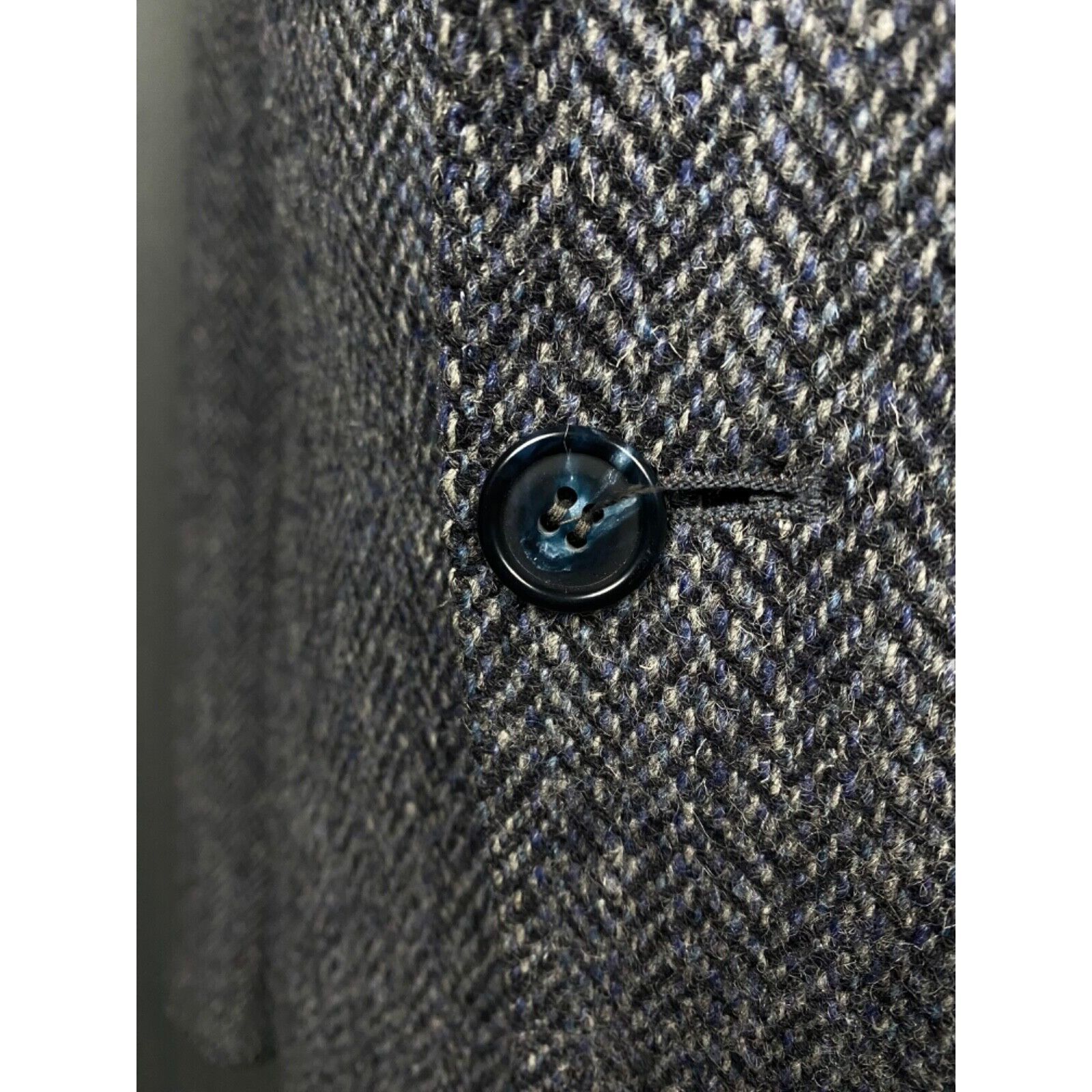 Harris Tweed Harris Tweed x Lubiam Herringbone Men's Blue Wool Blazer Jac Size 50R - 8 Thumbnail