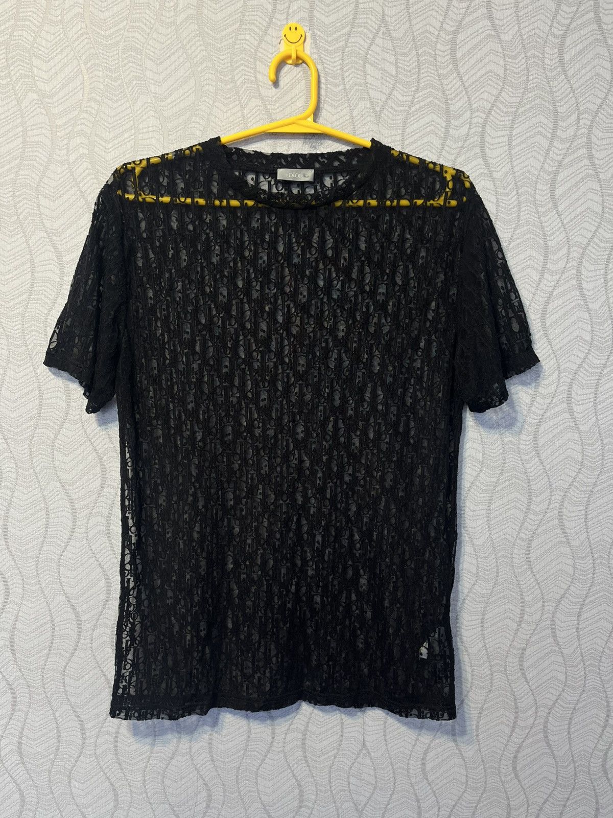 Dior Mesh Oblique Monogram Black T-Shirt Made in Italy Small