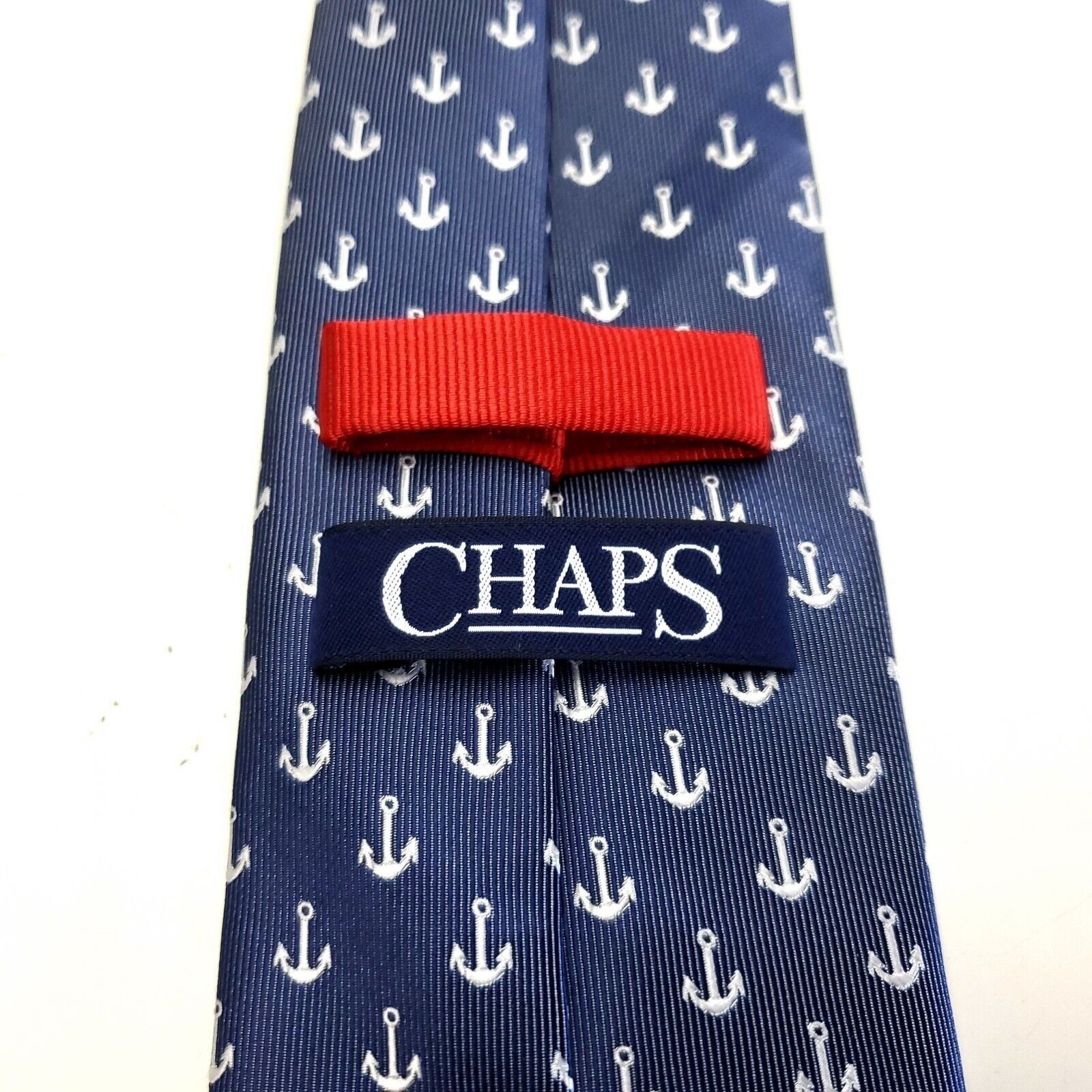 Chaps Chaps Polyester Nautical Blue Woven Short Skinny Tie Size ONE SIZE - 3 Thumbnail