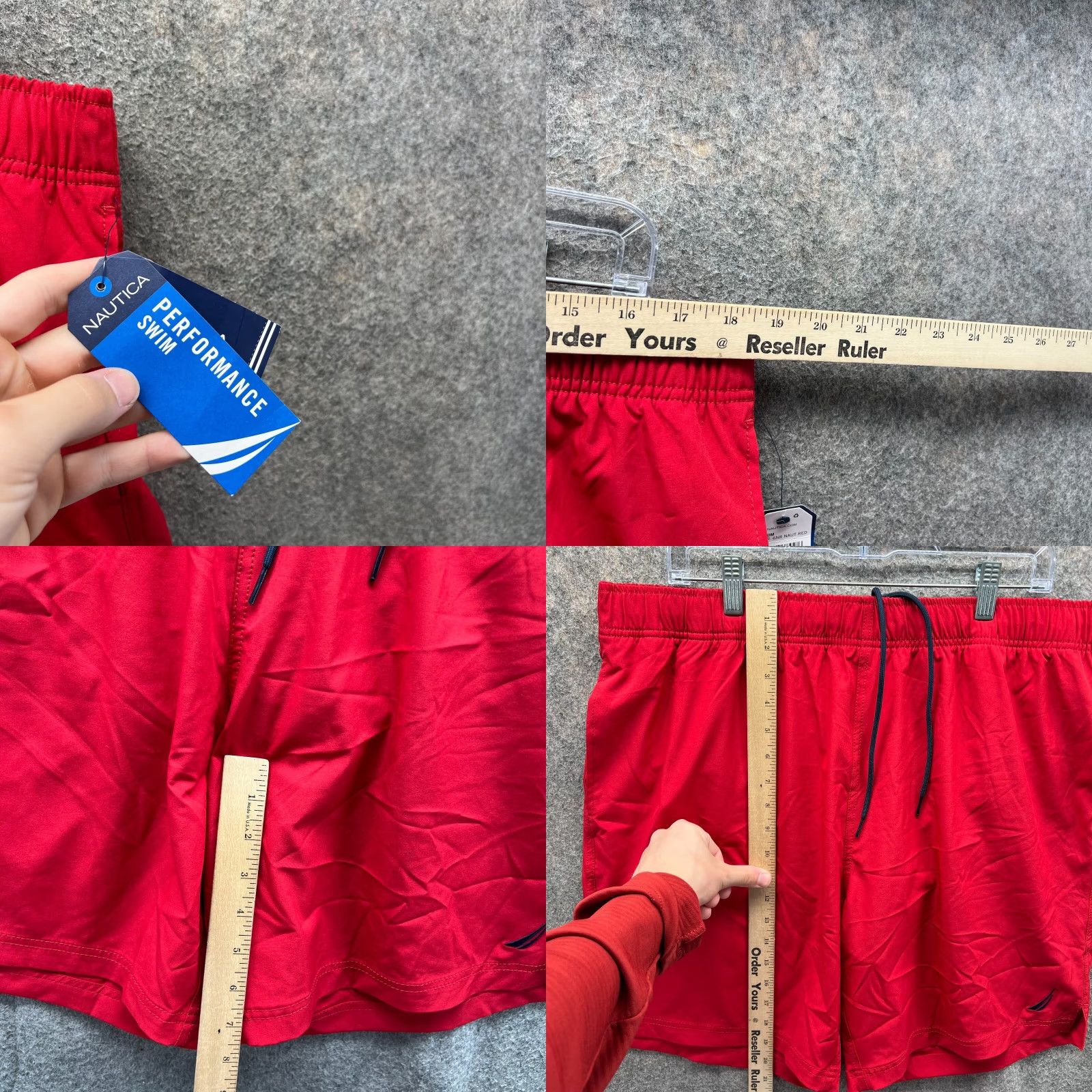 Nautica Nautica Shorts Men XL Red Swim Bottoms Solid Embroidered Drawstring New Trunks Lined Size US 36 / EU 52 - 8 Thumbnail