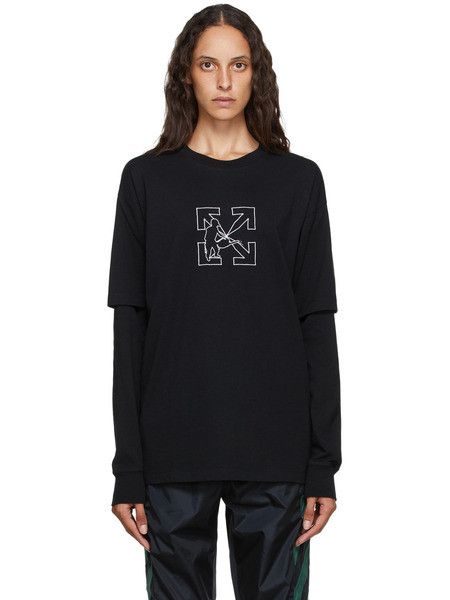 Off-White Black Worker Arrows Logo Double Layer LS T-Shirt Size US M / EU 48-50 / 2 - 6 Thumbnail