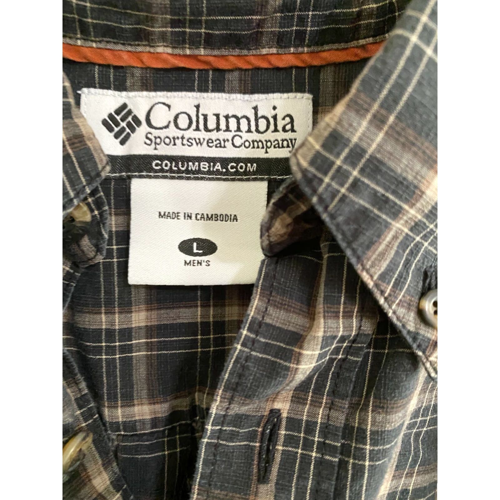Vintage Columbia Mens Plaid Short Sleeve Dark Brown Size L EUC Size US 33 - 2 Thumbnail