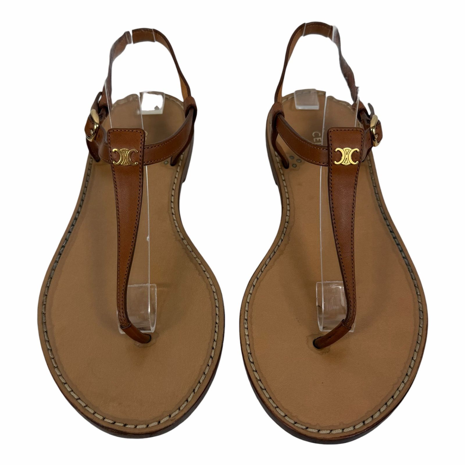 Celine Celine Triomphe Thong Leather Flat Sandal Brown Size 36 Size US 6 / IT 36 - 4 Thumbnail