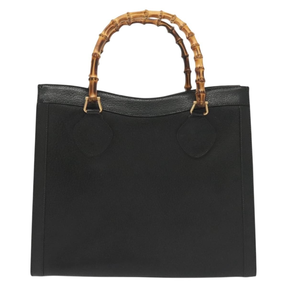 Gucci GUCCI Bamboo Hand Bag Leather Black Gold 002 1186 002 1186 Size ONE SIZE - 2 Thumbnail