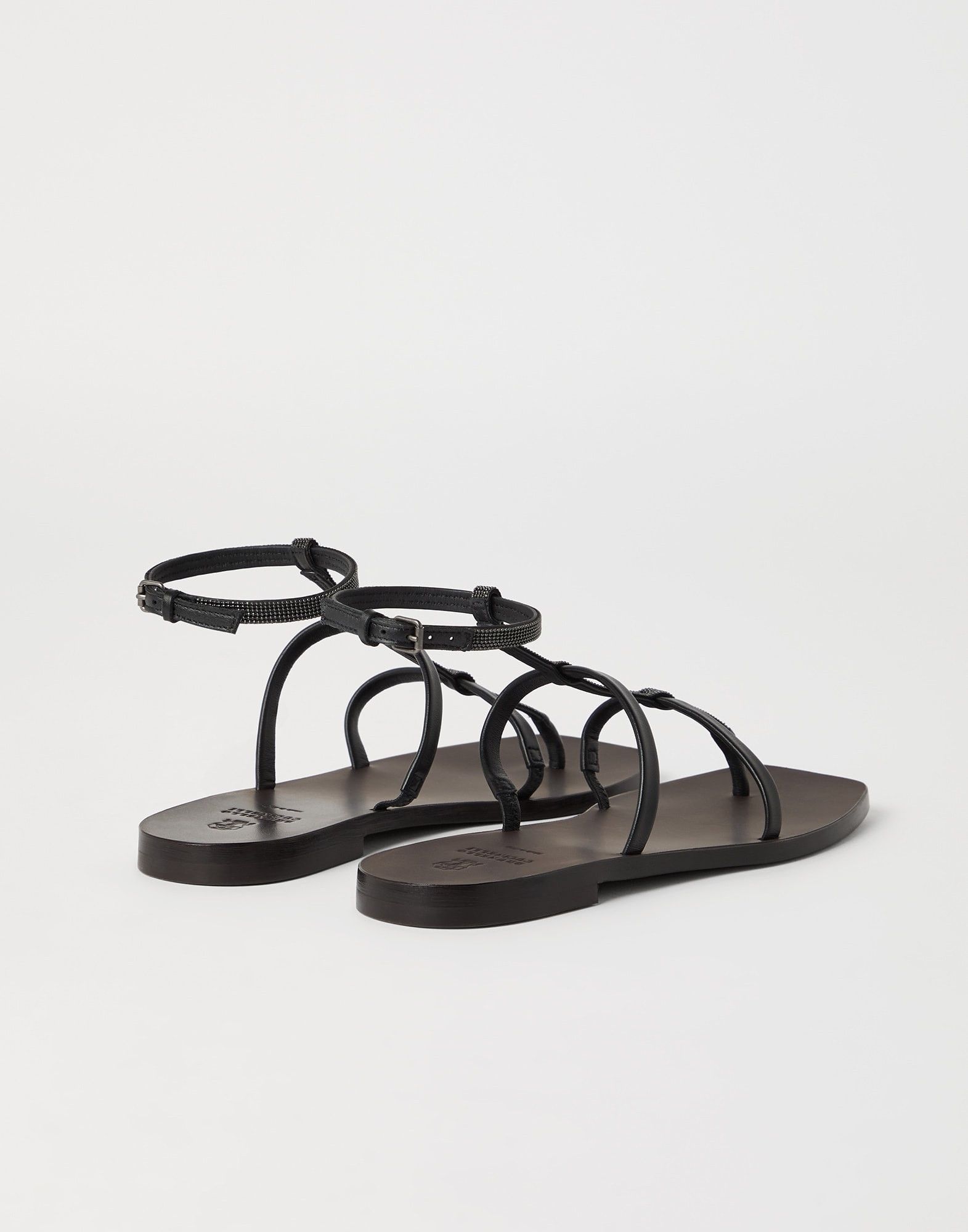 Brunello Cucinelli o1la1rc1a0326 Nappa Leather Sandals in Black Size US 8 / IT 38 - 4 Thumbnail