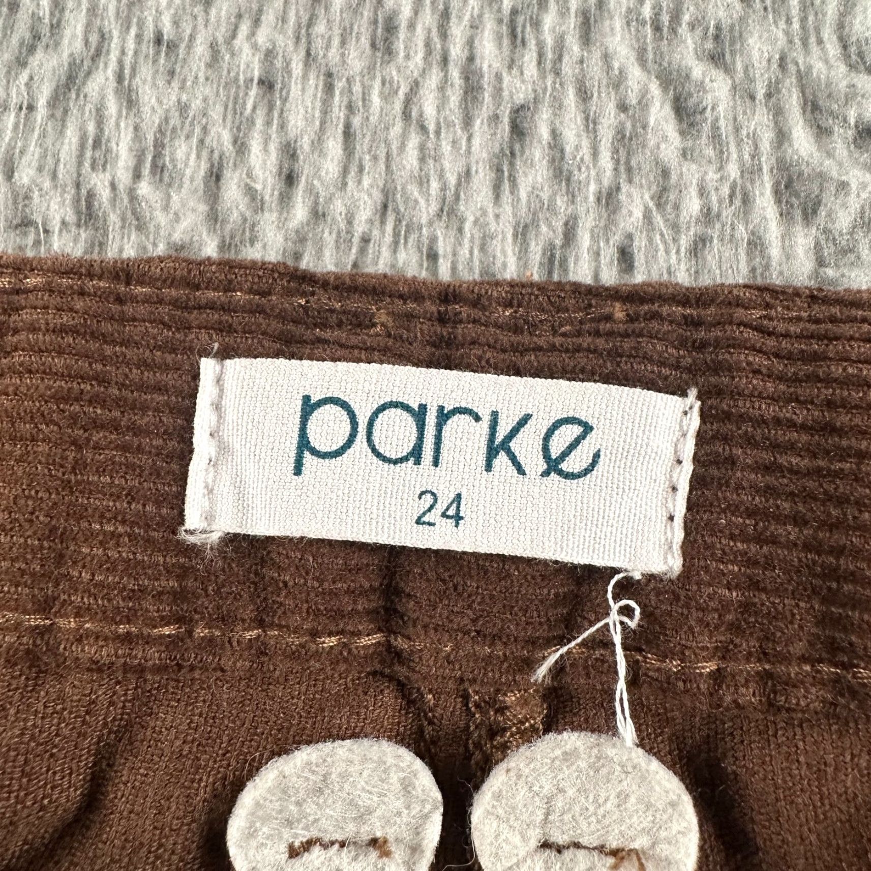 Parker Parke Corduroy Pants Womens 24 Brown Barrel Leg High Rise Button Fly 100% Cotton Size 42" / US 20 - 5 Thumbnail