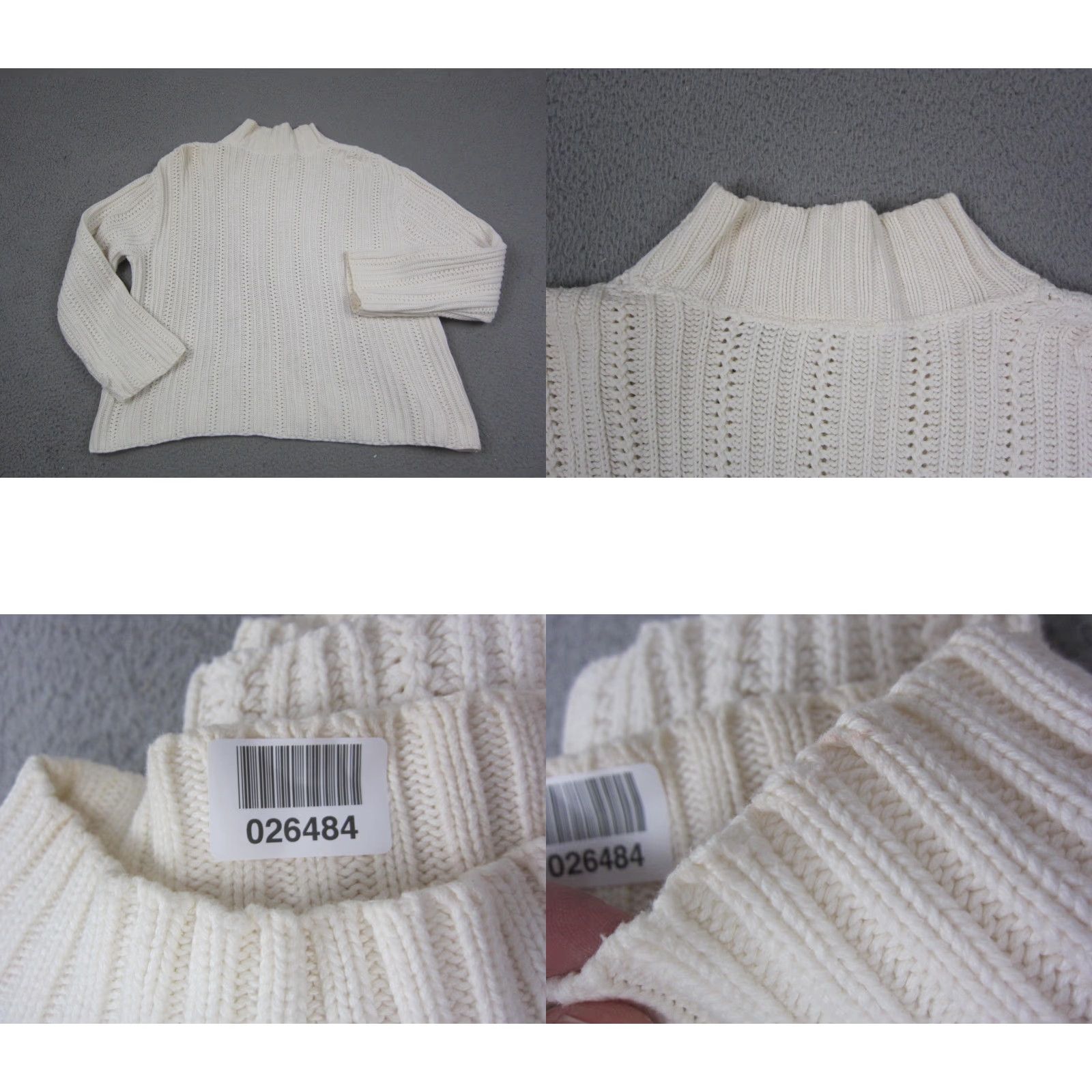 Nordstrom Nordstrom Sweater Womens L Creme Cotton Knit Mock Neck Pullover Casual Solid Winter Fall Style Classic Womens Size L / US 10 / IT 46 - 8 Thumbnail