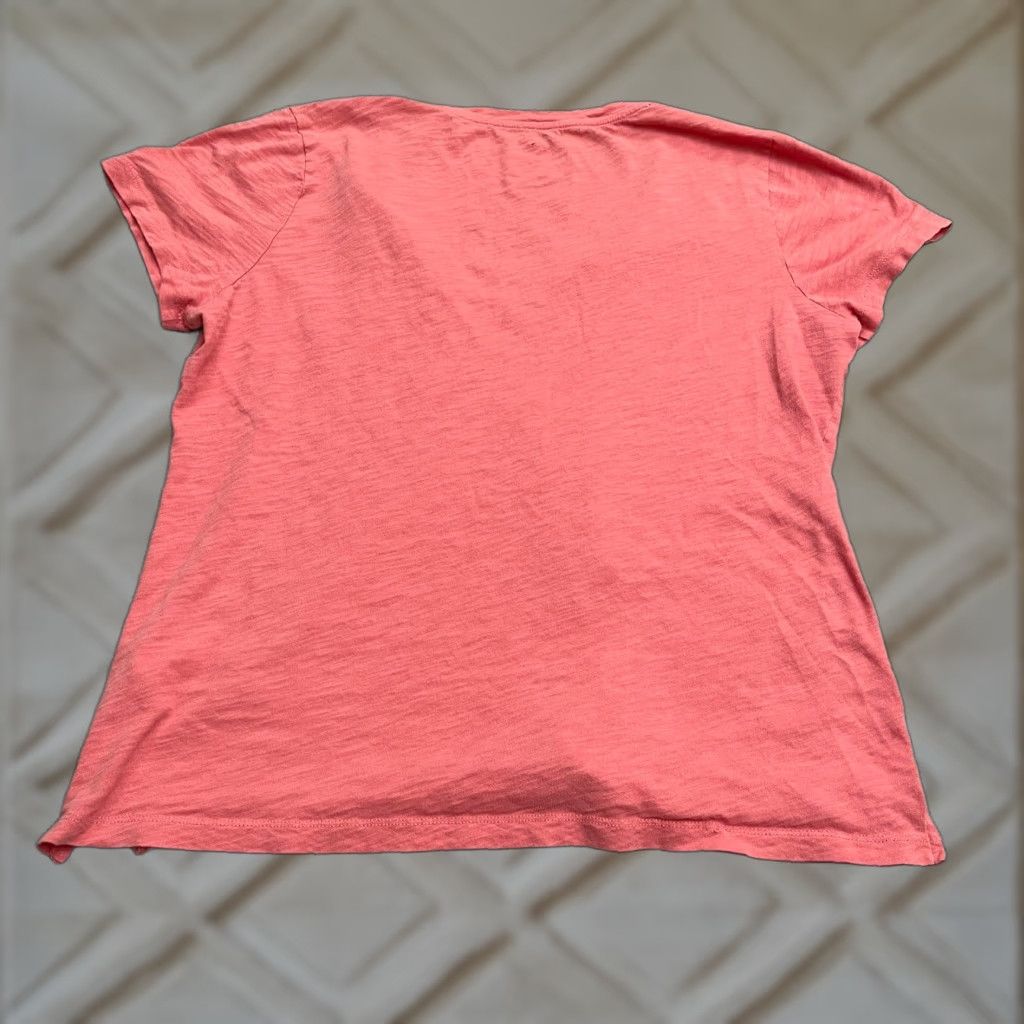 Madewell Madewell Basic T-Shirt Womens Large Solid Peach V-Neck Casual 100% Cotton Tee Size L / US 10 / IT 46 - 1 Thumbnail