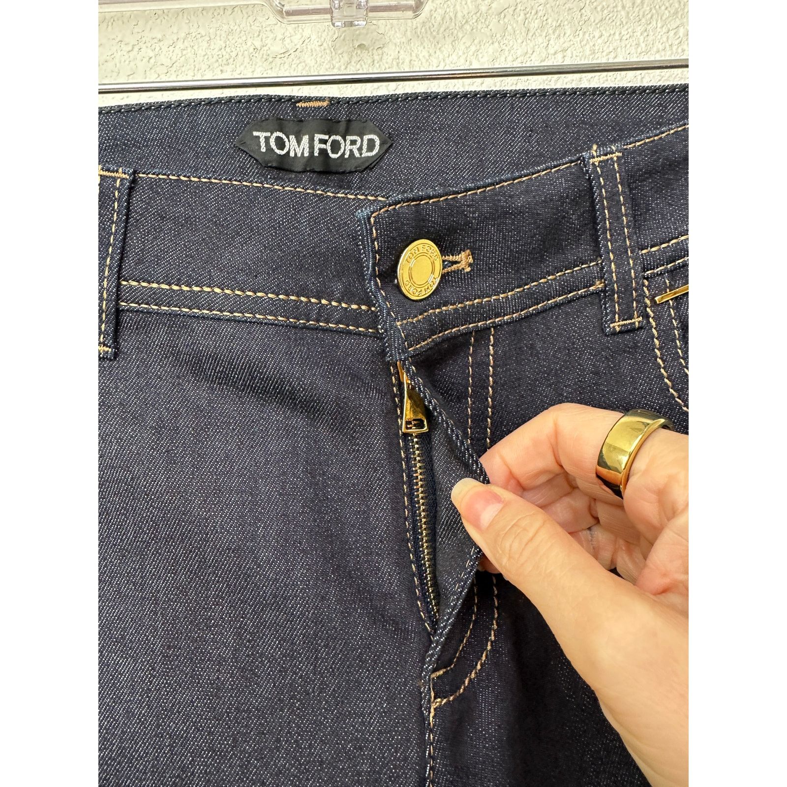 NWT Tom Ford Indigo Skinny Jeans 29 Low Rise Gold Zip Ankles