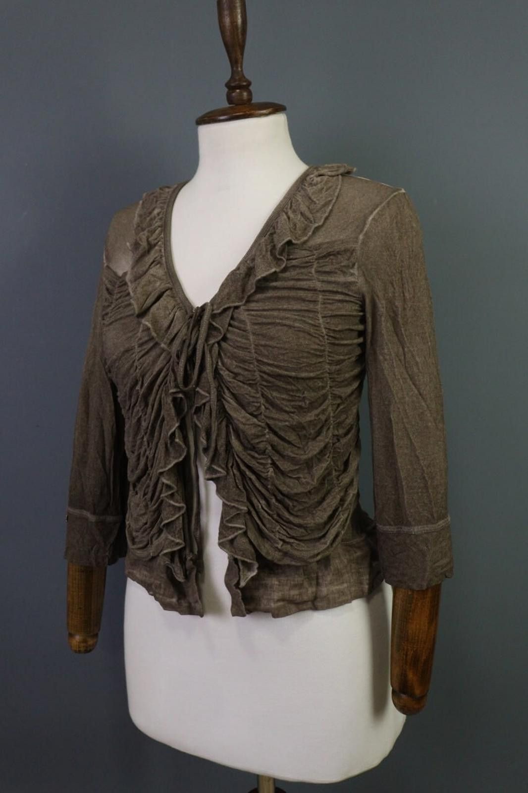 Designer Elisa Cavaletti Brown Designed Drawsting Cardigan Sweater Size M / US 6-8 / IT 42-44 - 9 Thumbnail