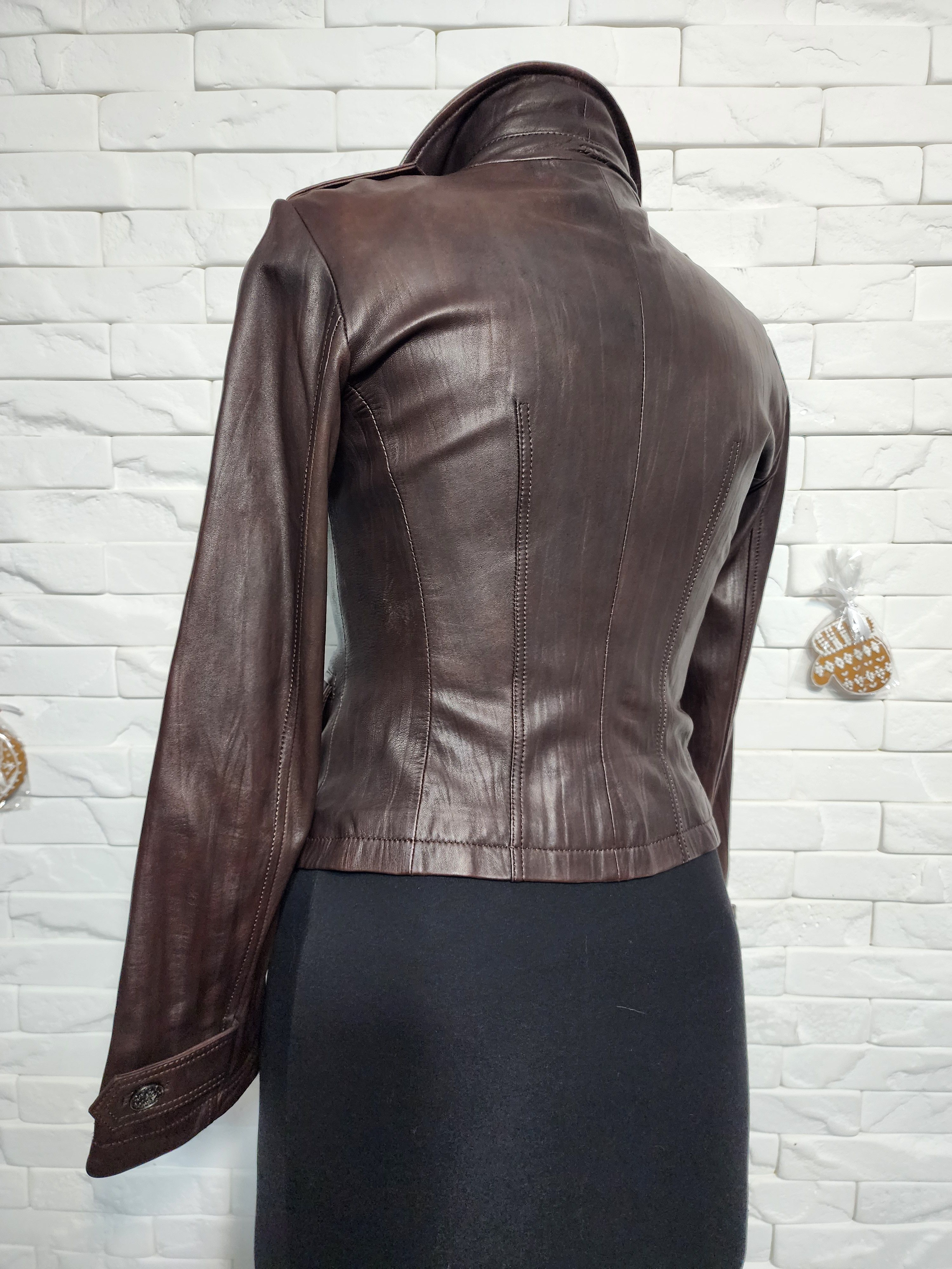 Genuine Leather Brown Leather Jacket: Women's Genuine Leather Blazer. Size S / US 4 / IT 40 - 6 Thumbnail