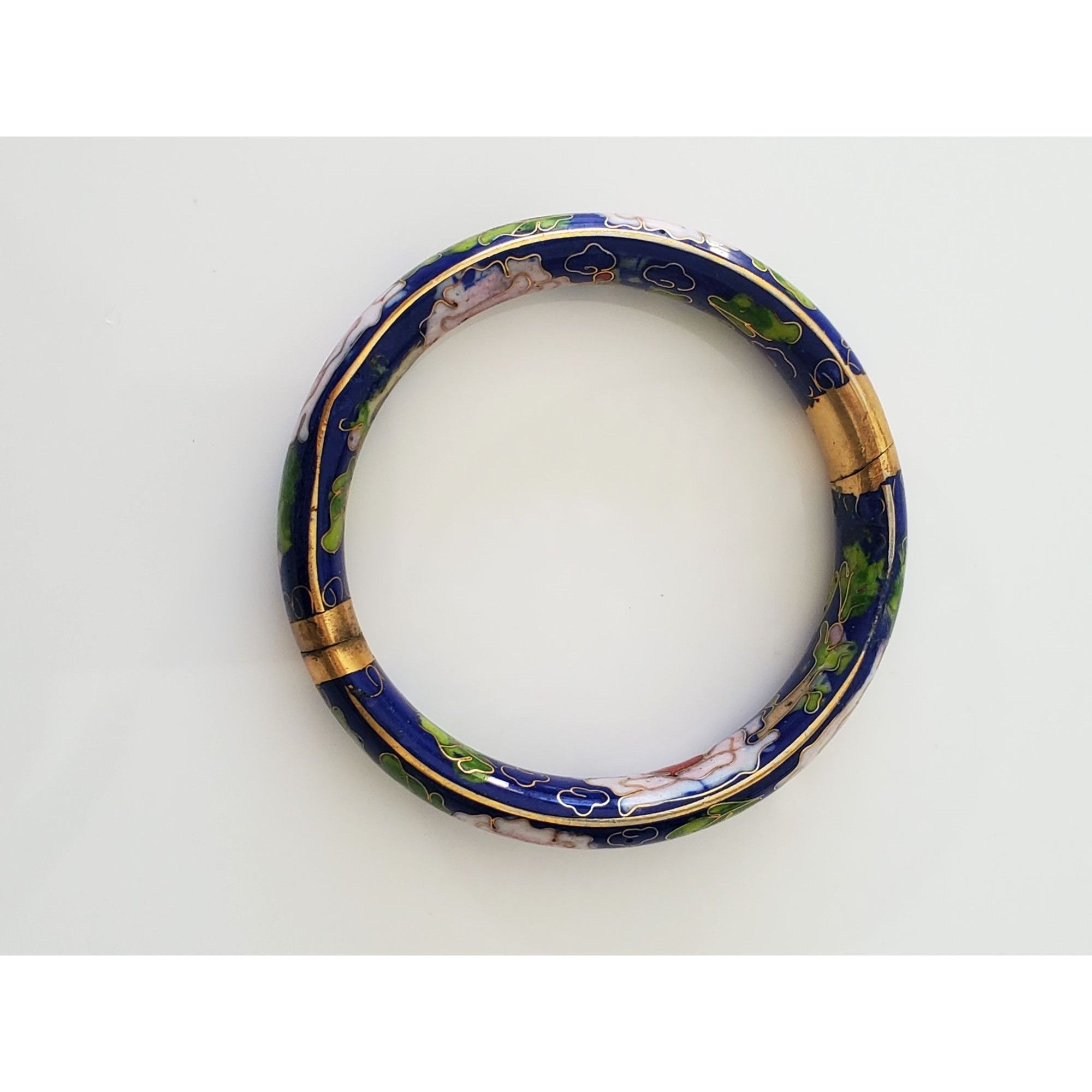 Other Vintage Blue Floral Cloisonne Bangle Bracelet Size ONE SIZE - 4 Thumbnail