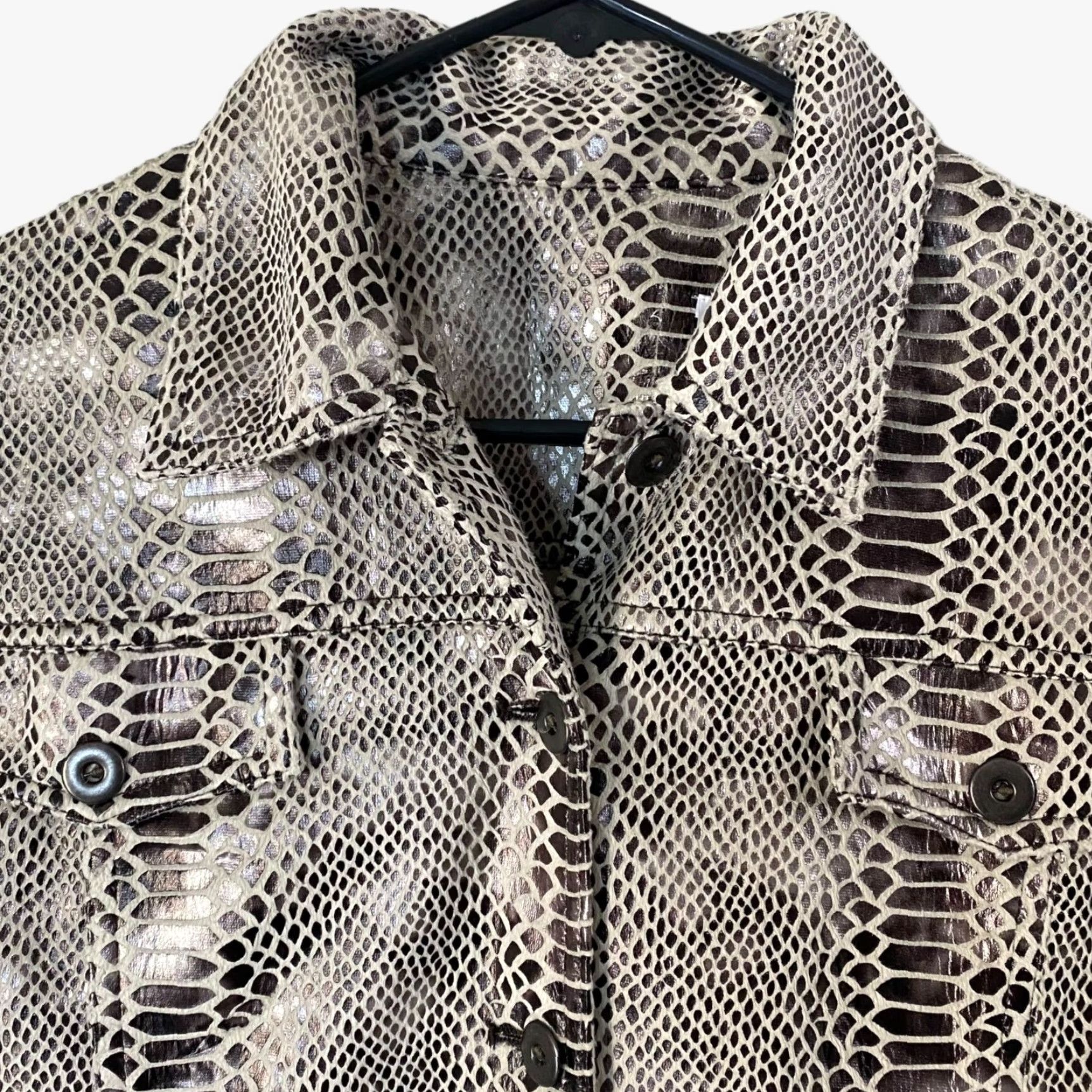 Vintage VINTAGE Alfred Dunner Button Up Metallic Faux Snakeskin Print Jacket Brown Womens 8 Size M / US 6-8 / IT 42-44 - 5 Thumbnail