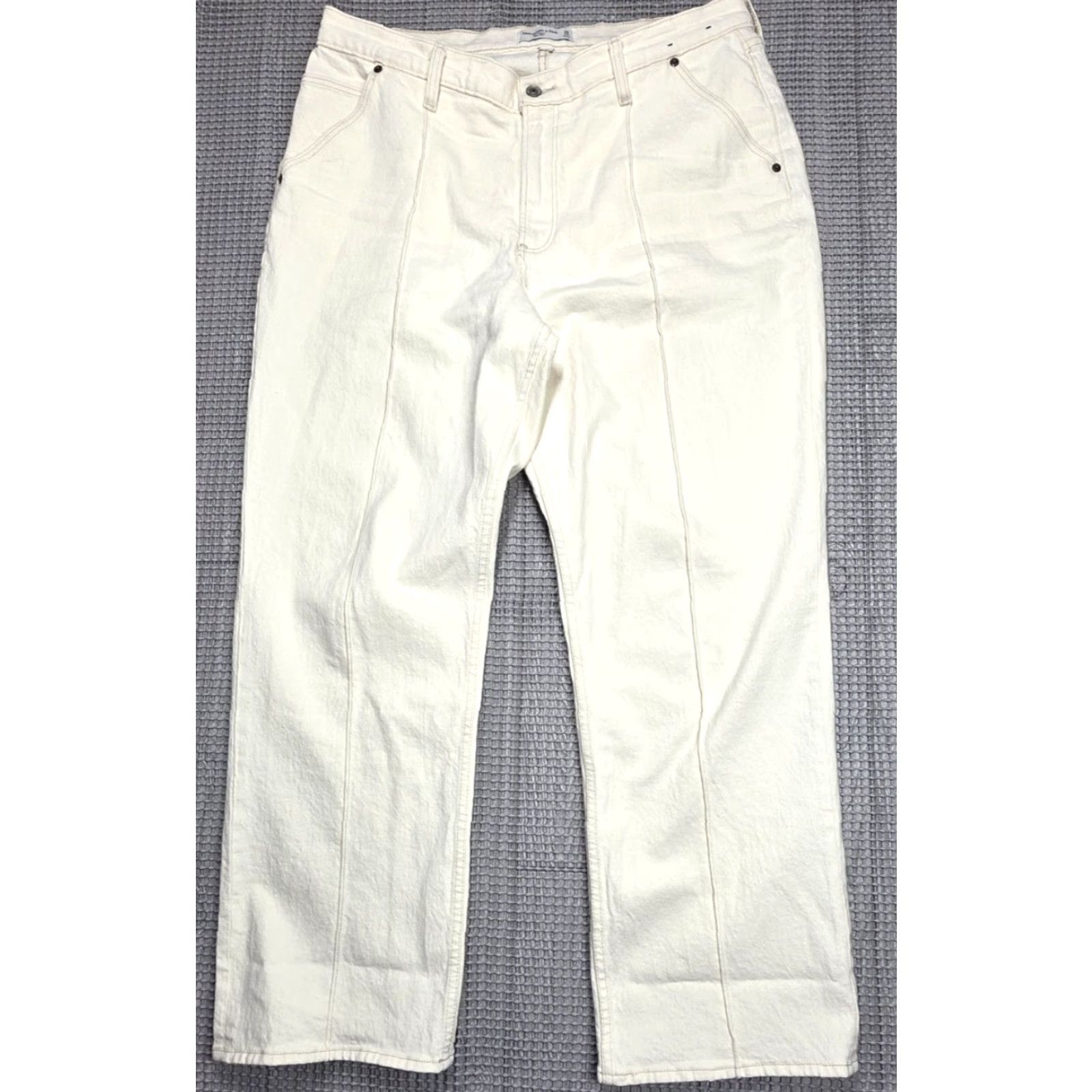 Abercrombie & Fitch Abercrombie&Fitch Jeans Womens 36 Inseam Ivory Baggy 14 Short Rise 30.5in 36x30.5 Denim 5-Pocket Regular Curve Love Low Rise Baggy Jean Womens Size 36" / US 14 / IT 50 - 2 Thumbnail