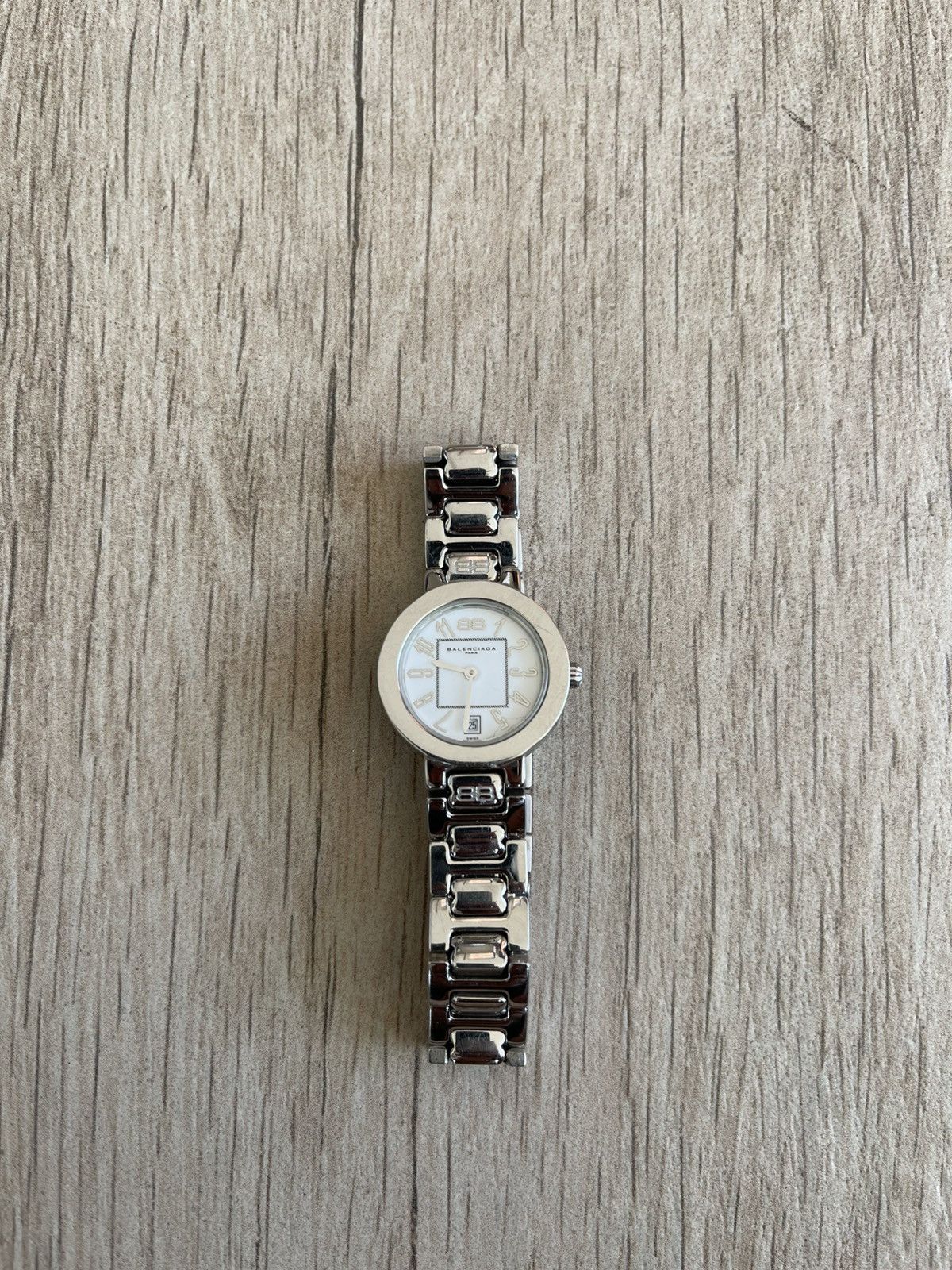Balenciaga Silver-Tone Crystal Bezel Watch with White Dial Balenciaga Wristwatches for sale | eBay main image 2