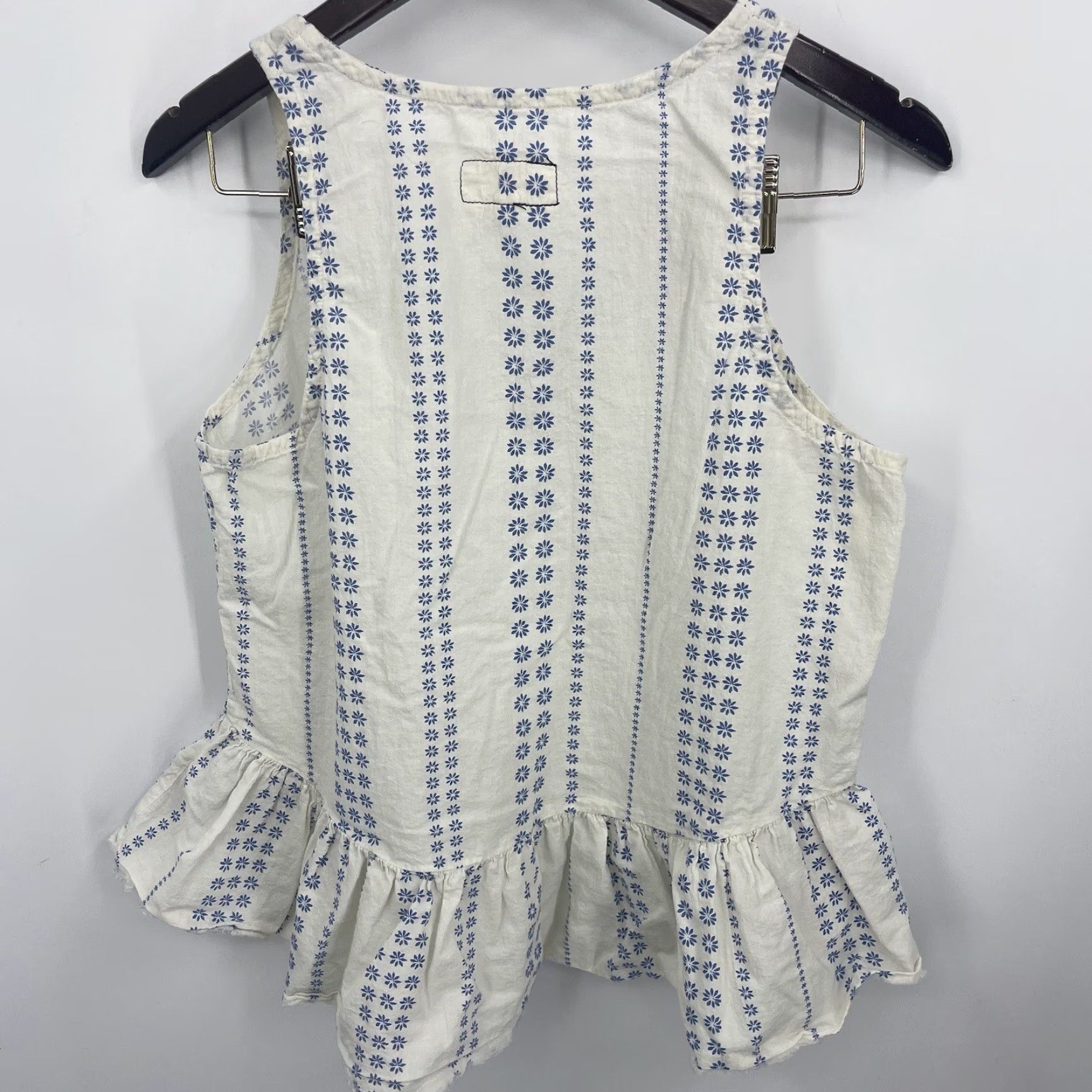 Vintage Current/Elliott blouse Womens M Daisy Stripe Ballet Tank White Cottagecore Tank Top White Bohemian All Seasons Womens Size M / US 6-8 / IT 42-44 - 5 Thumbnail