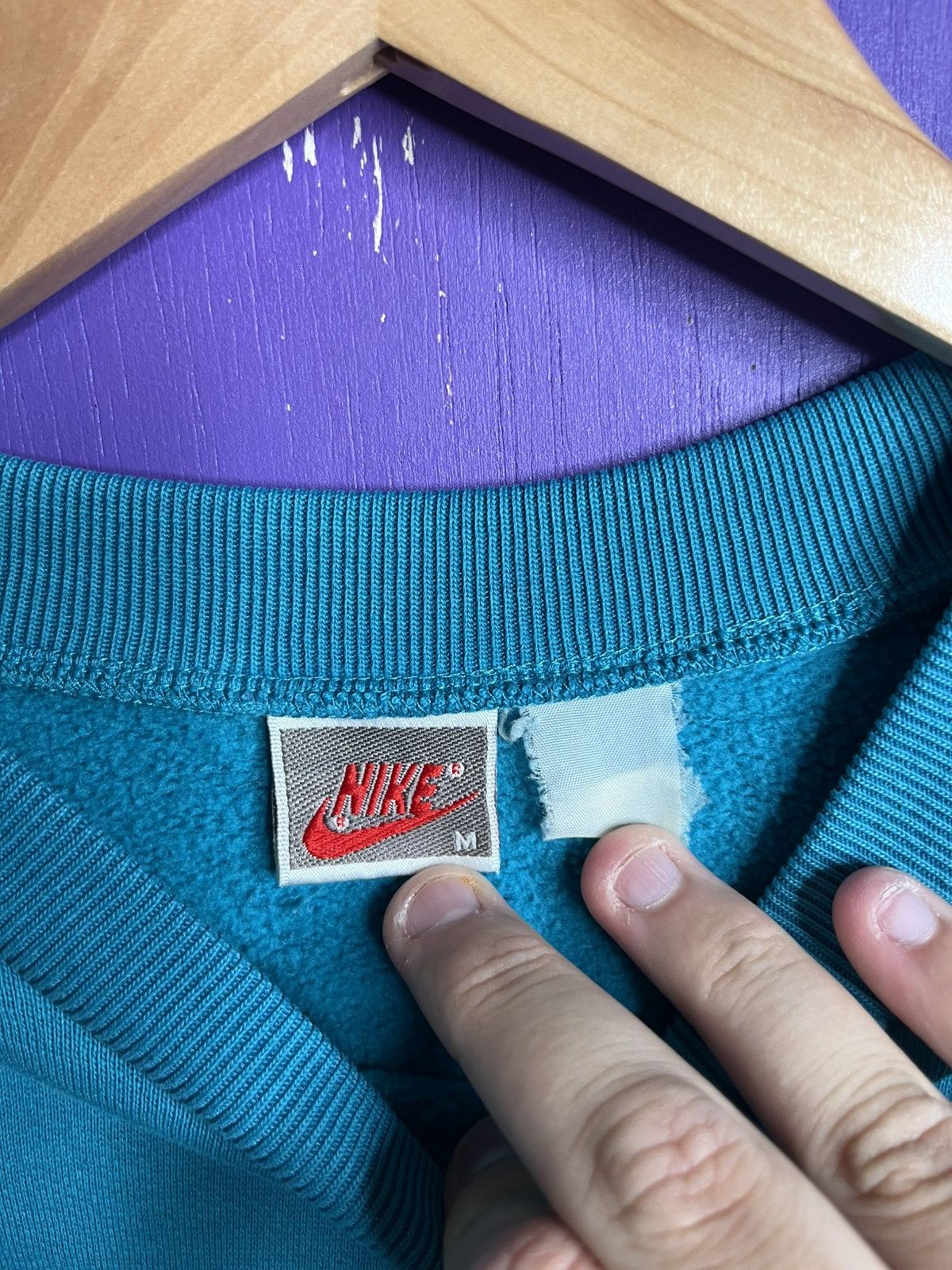 Nike × Vintage Vintage 90s Nike air embroidered logo crewneck Size US L / EU 52-54 / 3 - 4 Thumbnail