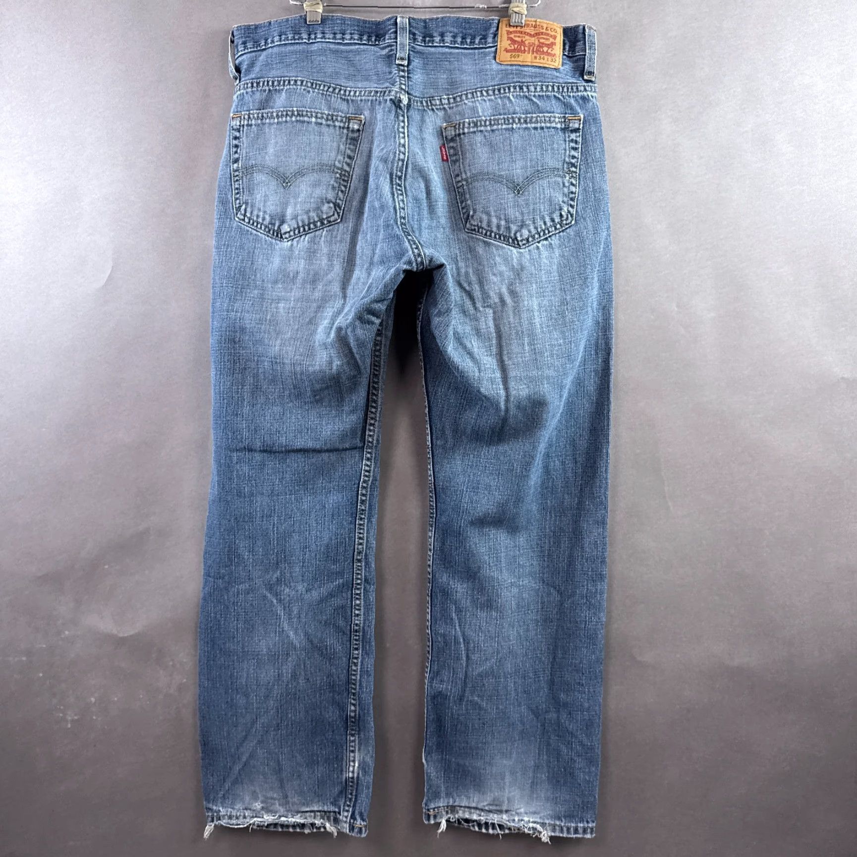 Levi's Levi's 569 Jeans Mens 34x30 Blue Loose Faded Distressed Denim Jeans 5-Pocket Regular Regular Mens Color Blue Jeans Size US 34 / EU 50 - 3 Thumbnail