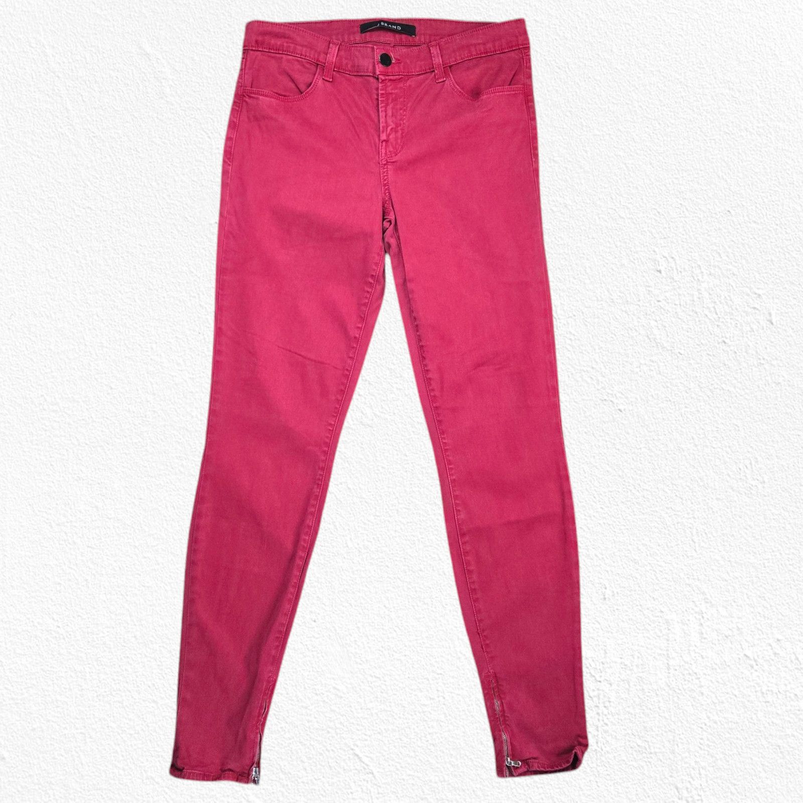 J Brand J Brand Red Zippered Ankle Skinny Jeans Size 27 Size 27" / US 4 / IT 40 - 2 Thumbnail