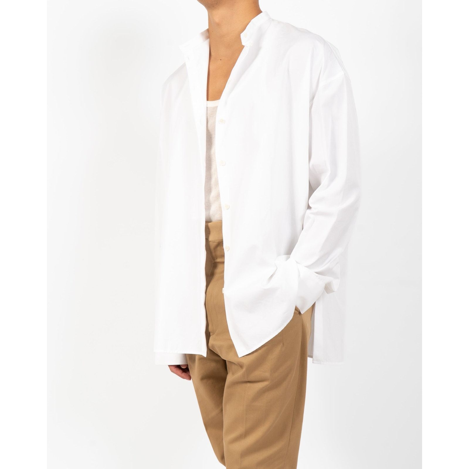 SS18 Oversized Side-Vent Shirt in White Cotton