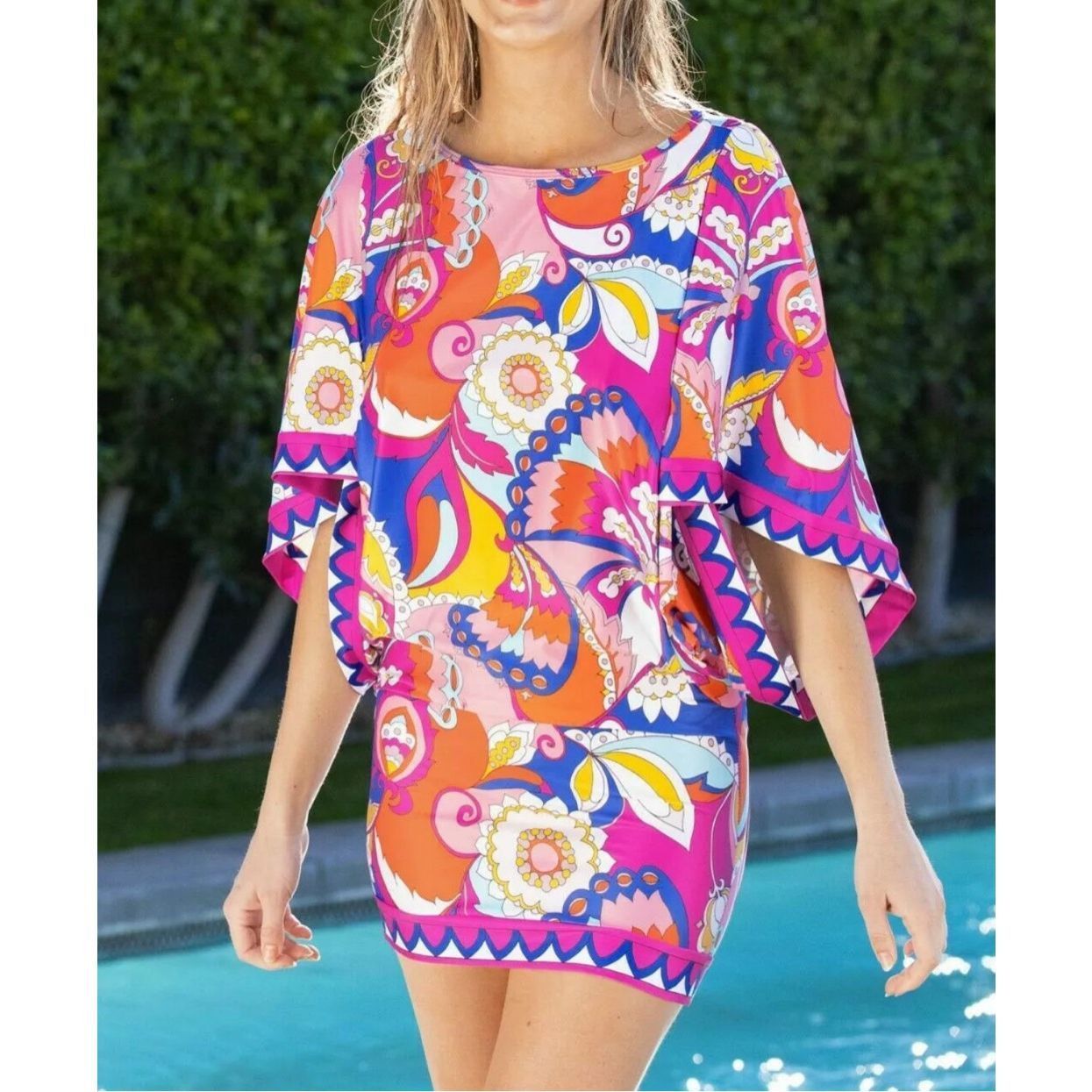 Trina Turk Trina Turk Sevilla Floral Swim Jersey Swimsuit Cover Up Tuni Size L / US 10 / IT 46 - 2 Thumbnail