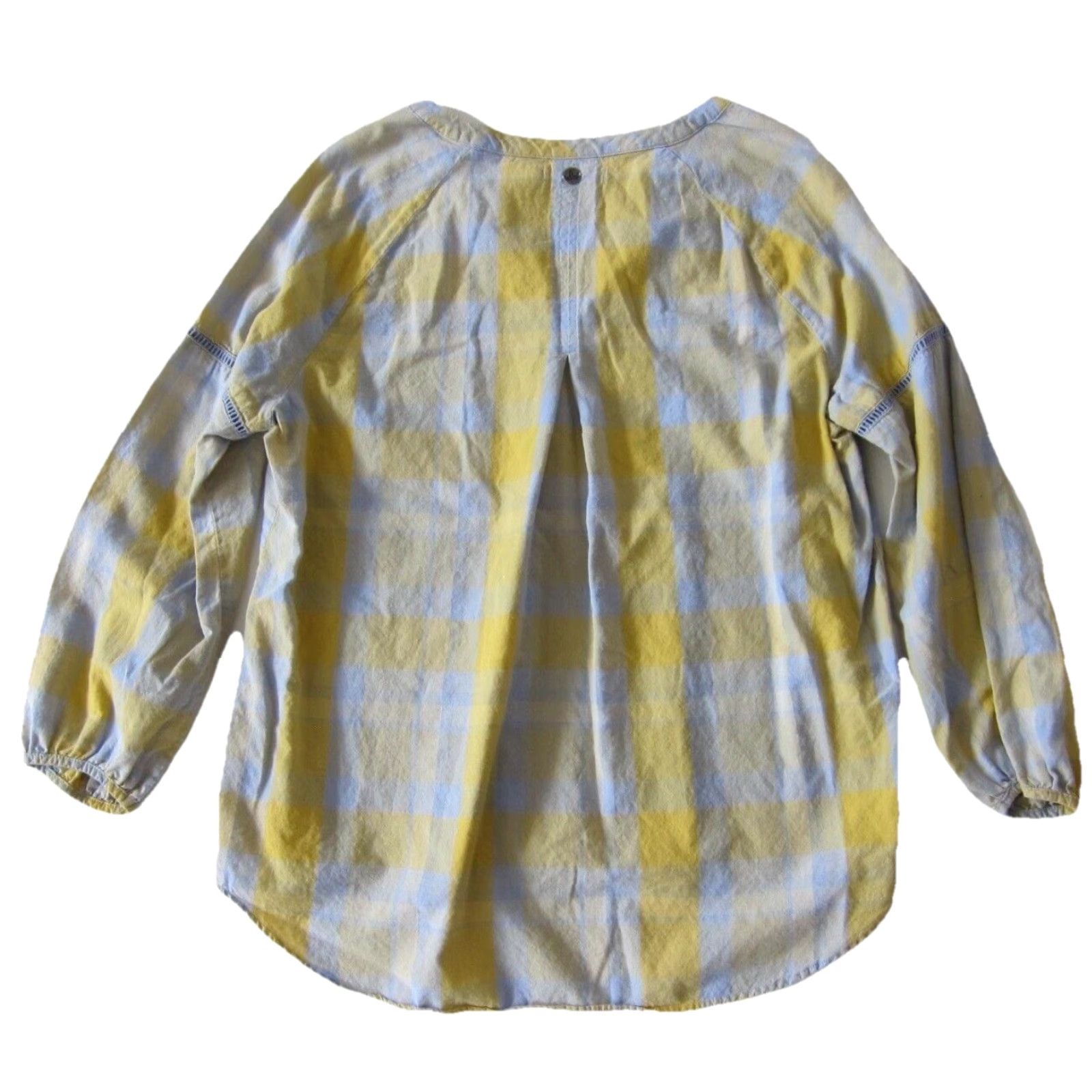 Prana prAna 100% Cotton Yellow Grey Plaid V-Neck Long Sleeve Tunic Blouse M Size M / US 6-8 / IT 42-44 - 2 Thumbnail