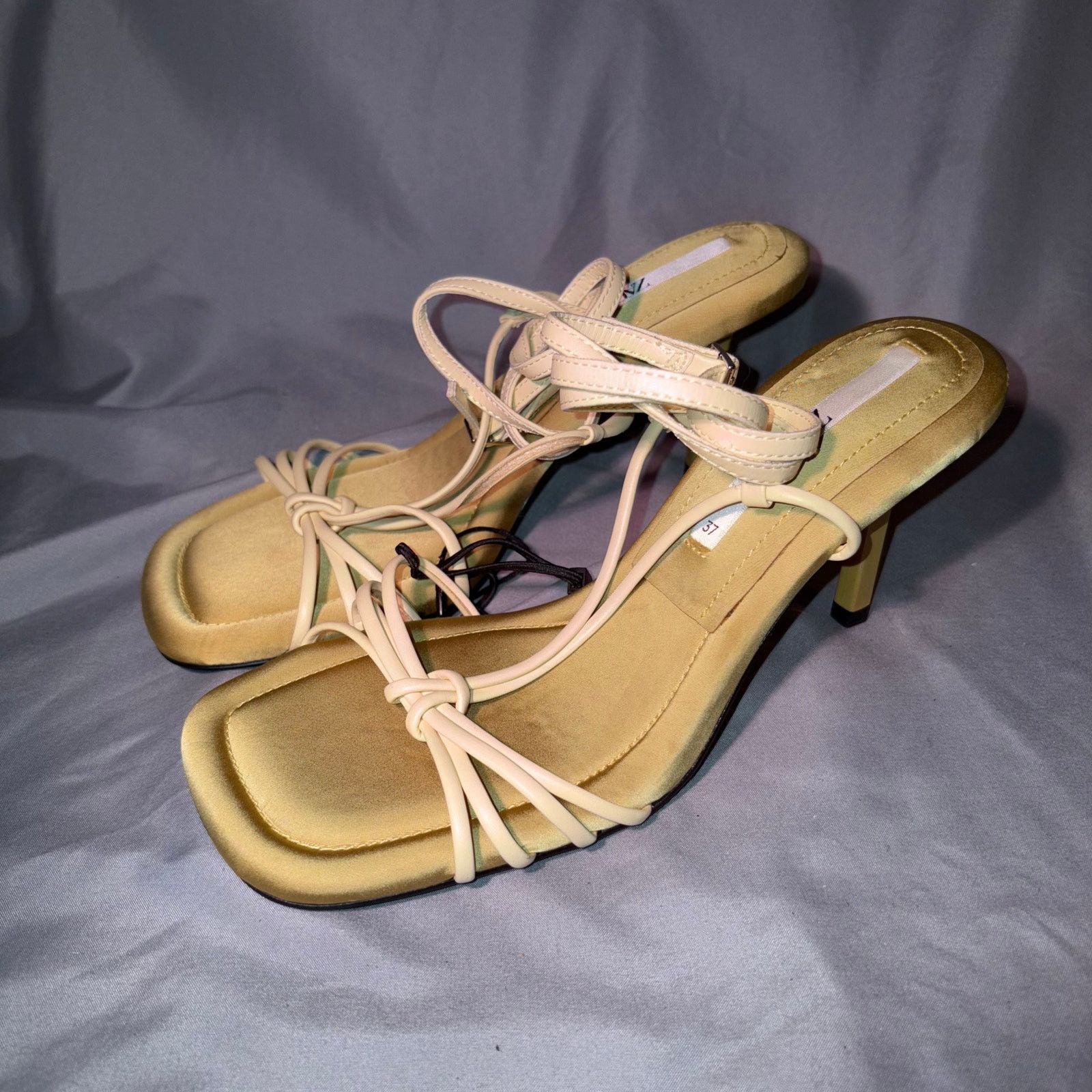 Zara Zara Butter Yellow Strappy Lace-Up Heels Size 6.5 NWT Size US 6.5 / IT 36.5 - 1 Thumbnail