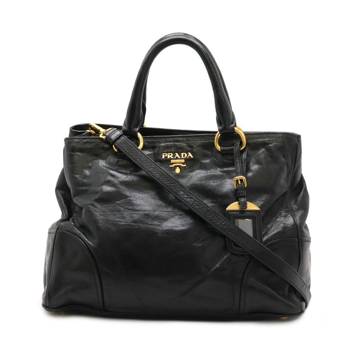 Prada Prada Leather 2Way Tote Bag Bn2324 Leather Shoulder Bag Bn2324 in Black, Women's