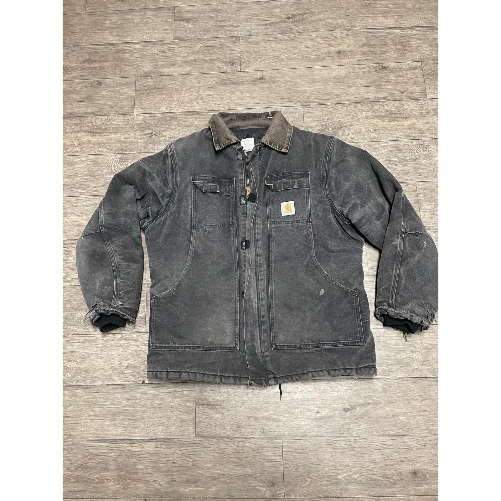 image of Carhartt Jacket C26 Work Wear Black Size L Full Zip, Men's