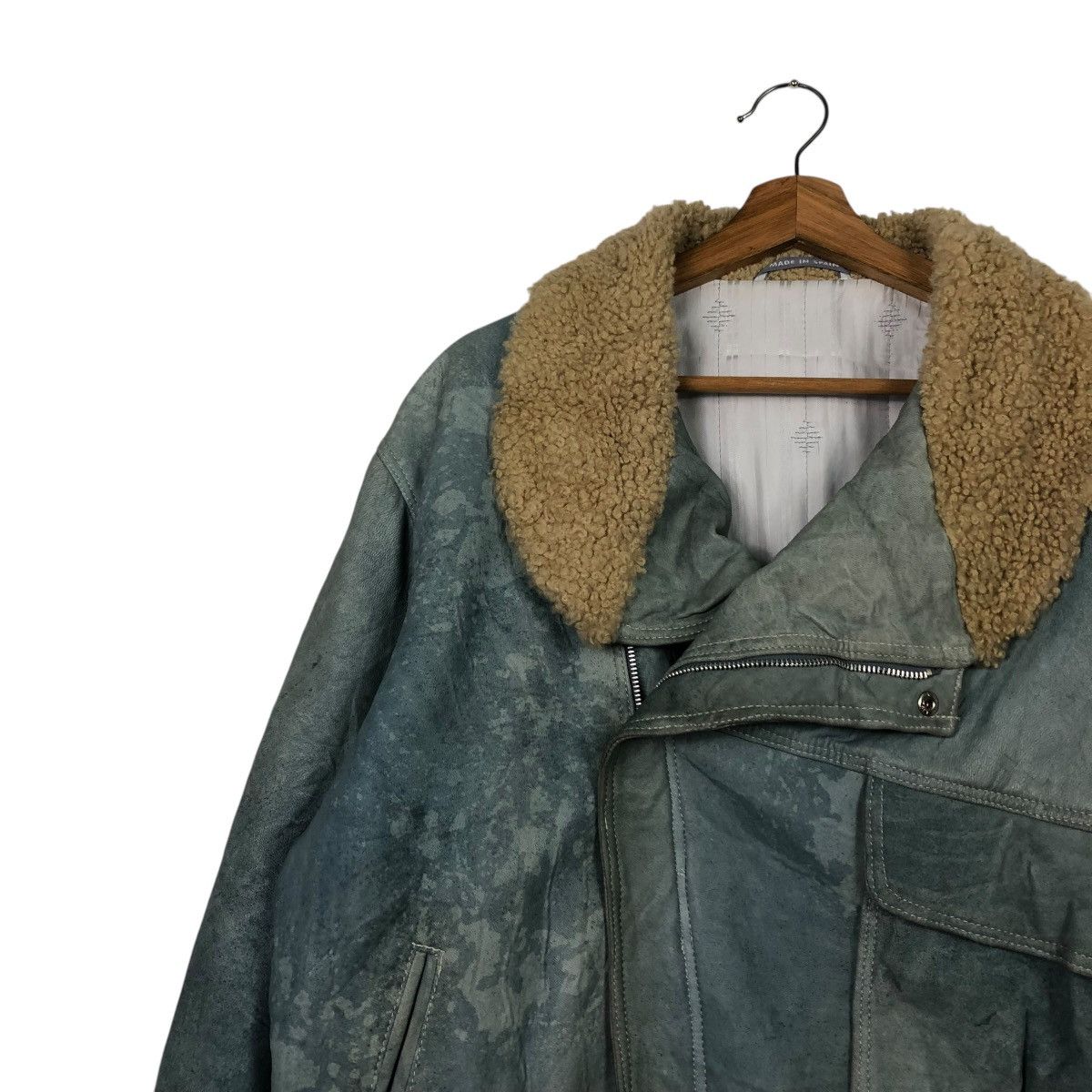 Vintage 🔥VINTAGE LEATHER JACKET DOUBLE COLLAR SHERPA GEROME SPAIN Size US M / EU 48-50 / 2 - 7 Thumbnail