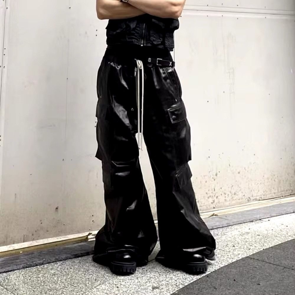 Japanese Brand × Vintage Elastic Waist Glossy Black Pu Leather RO Style Pants Size US 31 - 2 Thumbnail