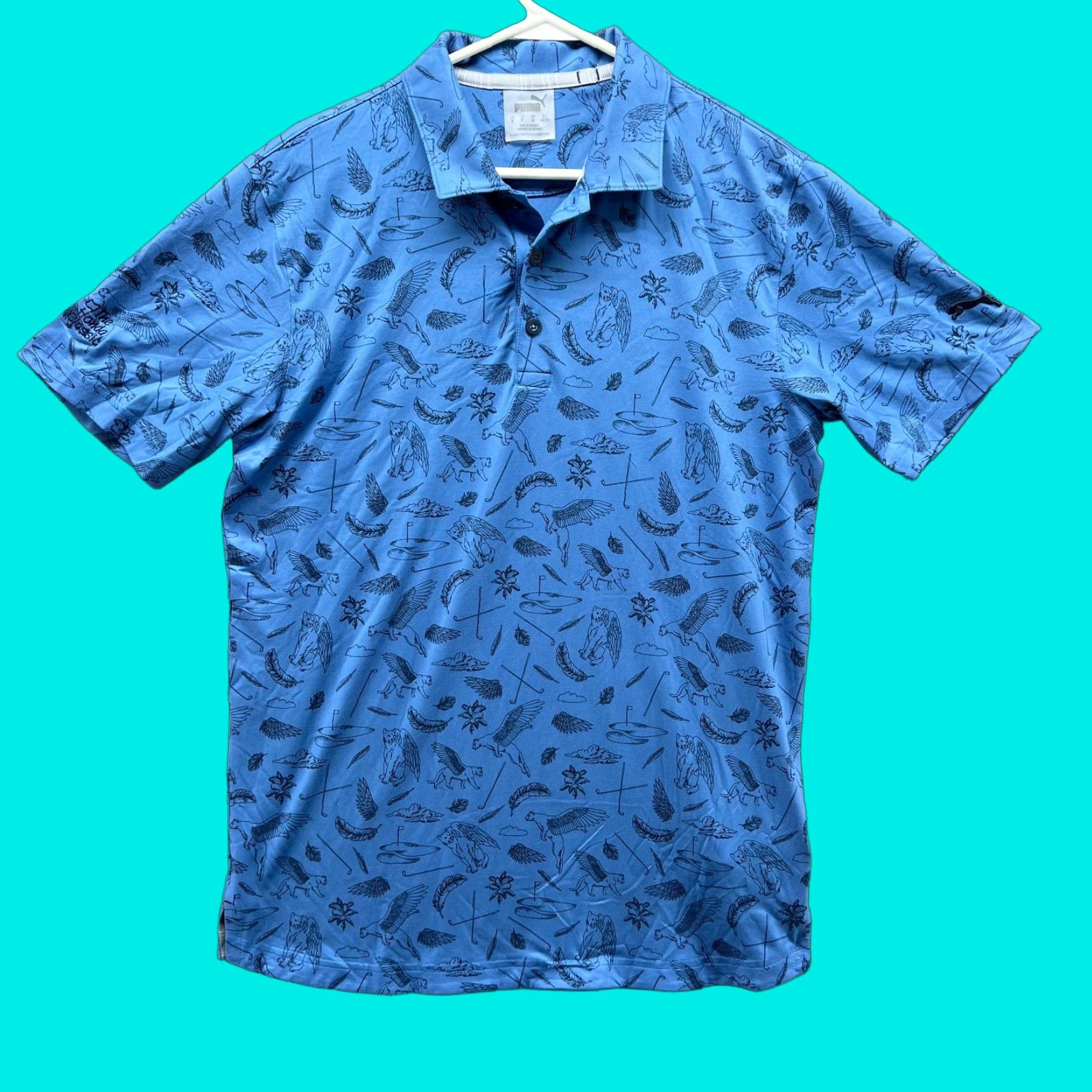Puma Puma Polo Shirt Men Small Blue Polyester All Over Print Cloudspun Atmos Golf Shirt Size US S / EU 44-46 / 1 - 1 Thumbnail