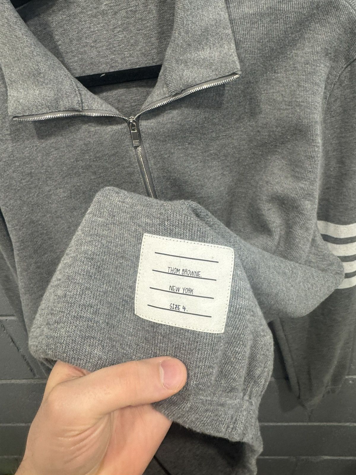 Thom Browne Thom Browne Grey Double-Face Funnel Neck Half-Zip Sweater Size US L / EU 52-54 / 3 - 4 Thumbnail