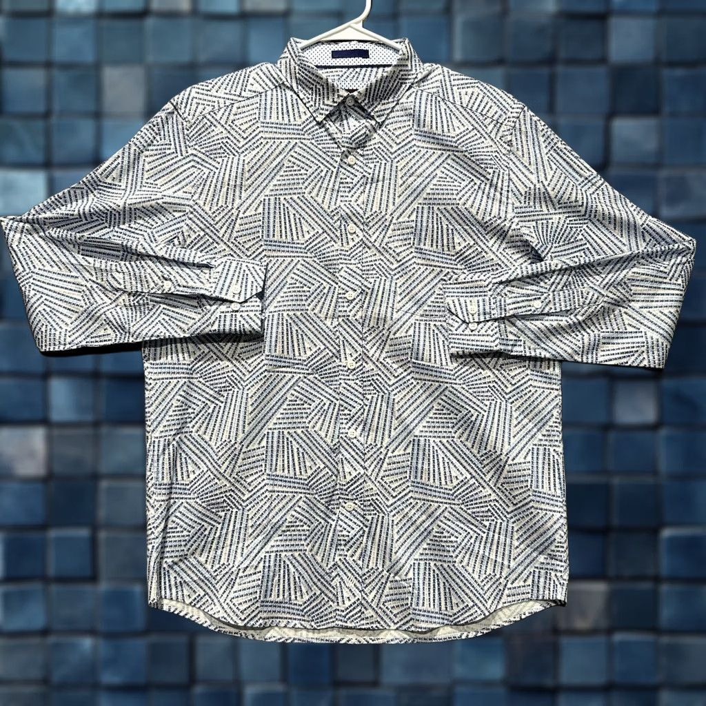 Johnston & Murphy Johnston & Murphy Shirt Men Medium Blue/Gray Skull Print Button Down Flip Cuff EUC Size US M / EU 48-50 / 2 - 1 Thumbnail