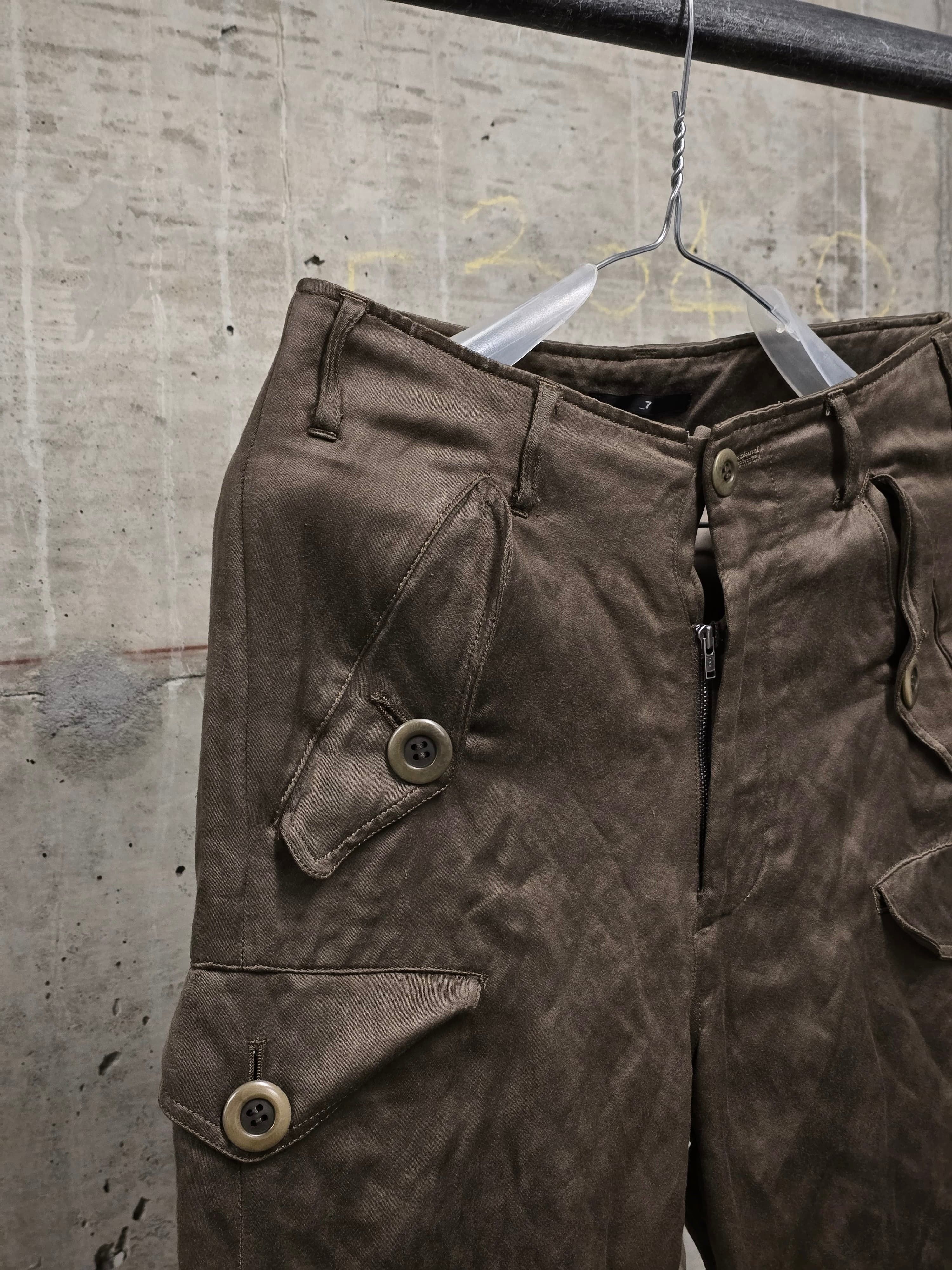 Julius Julius_7 Khaki Rayon Military Cargo Pants Size US 28 / EU 44 - 2 Thumbnail