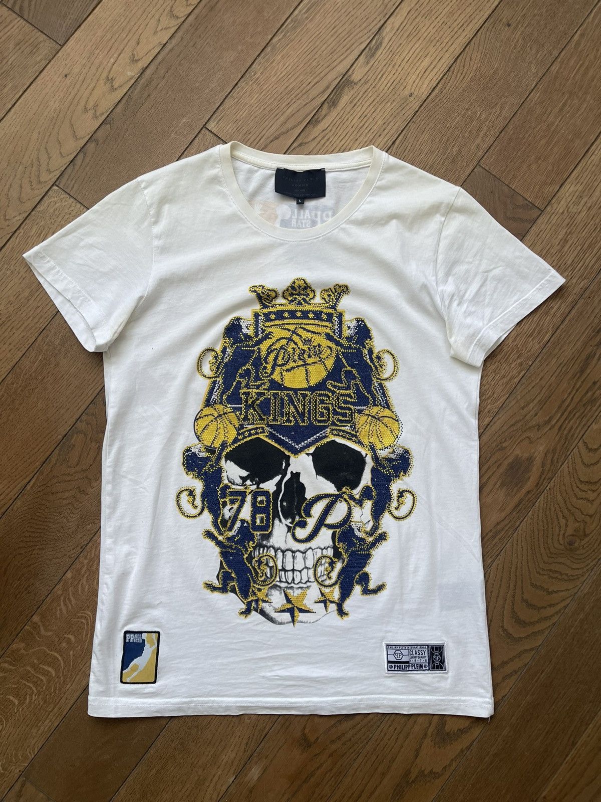 Philipp Plein Philipp Plein, Plein Kings 78 'Old' T-shirt Size-Large White Size US L / EU 52-54 / 3 - 1 Thumbnail
